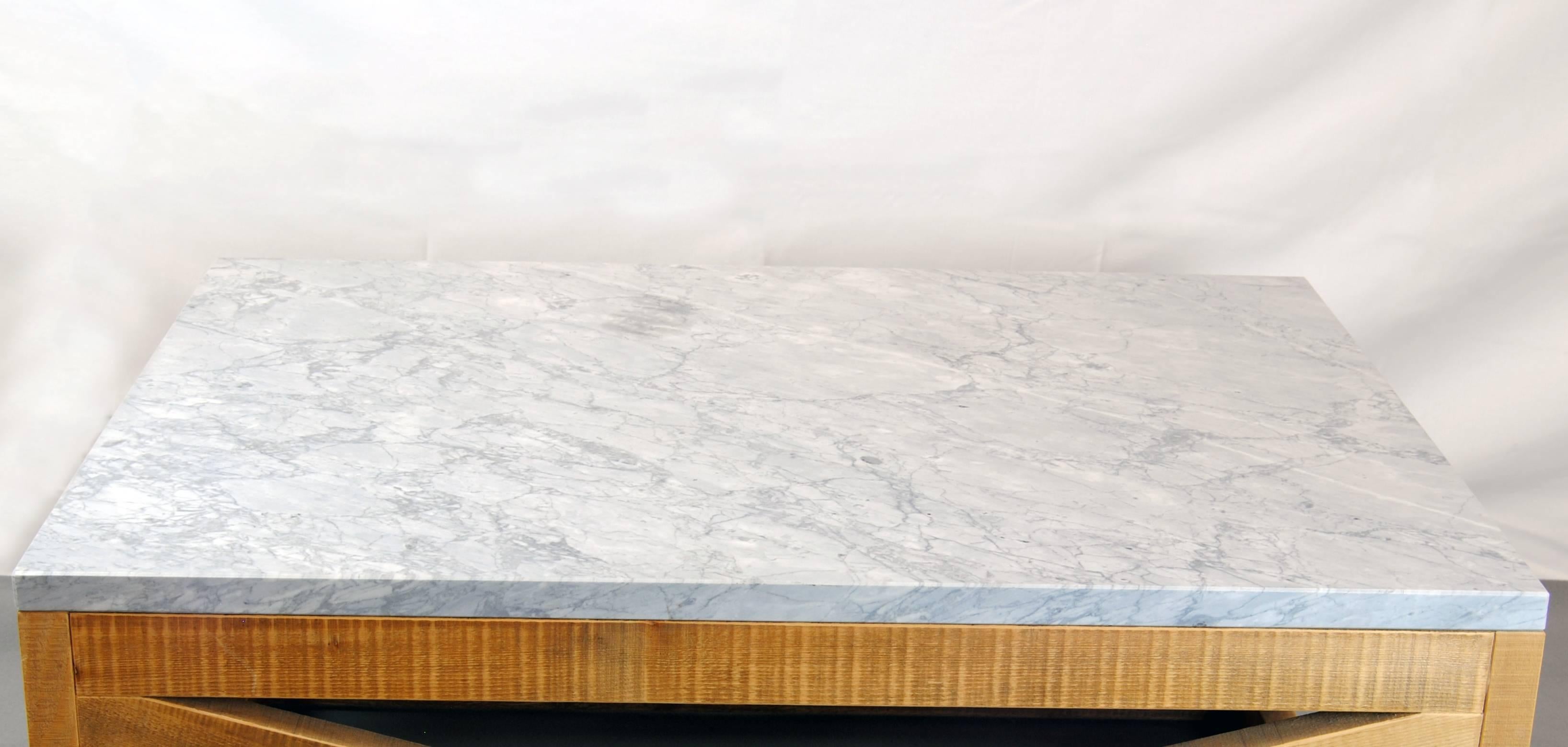 Organic Modern Marble and Wood Coffee Table by Michelangeli, Italy For Sale