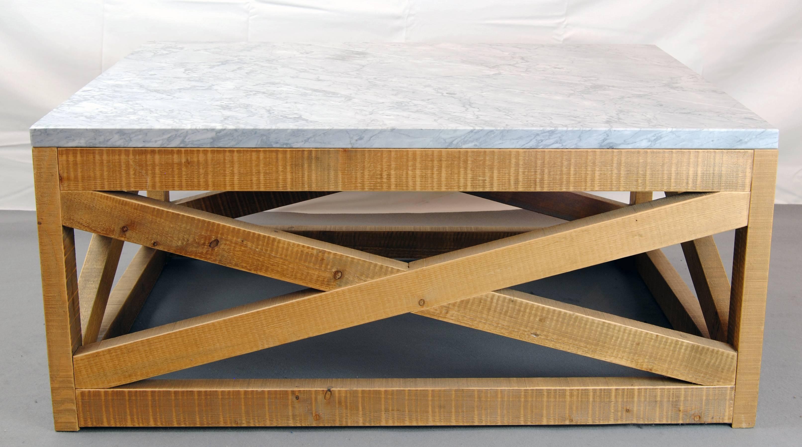 Italian Marble and Wood Coffee Table by Michelangeli, Italy For Sale