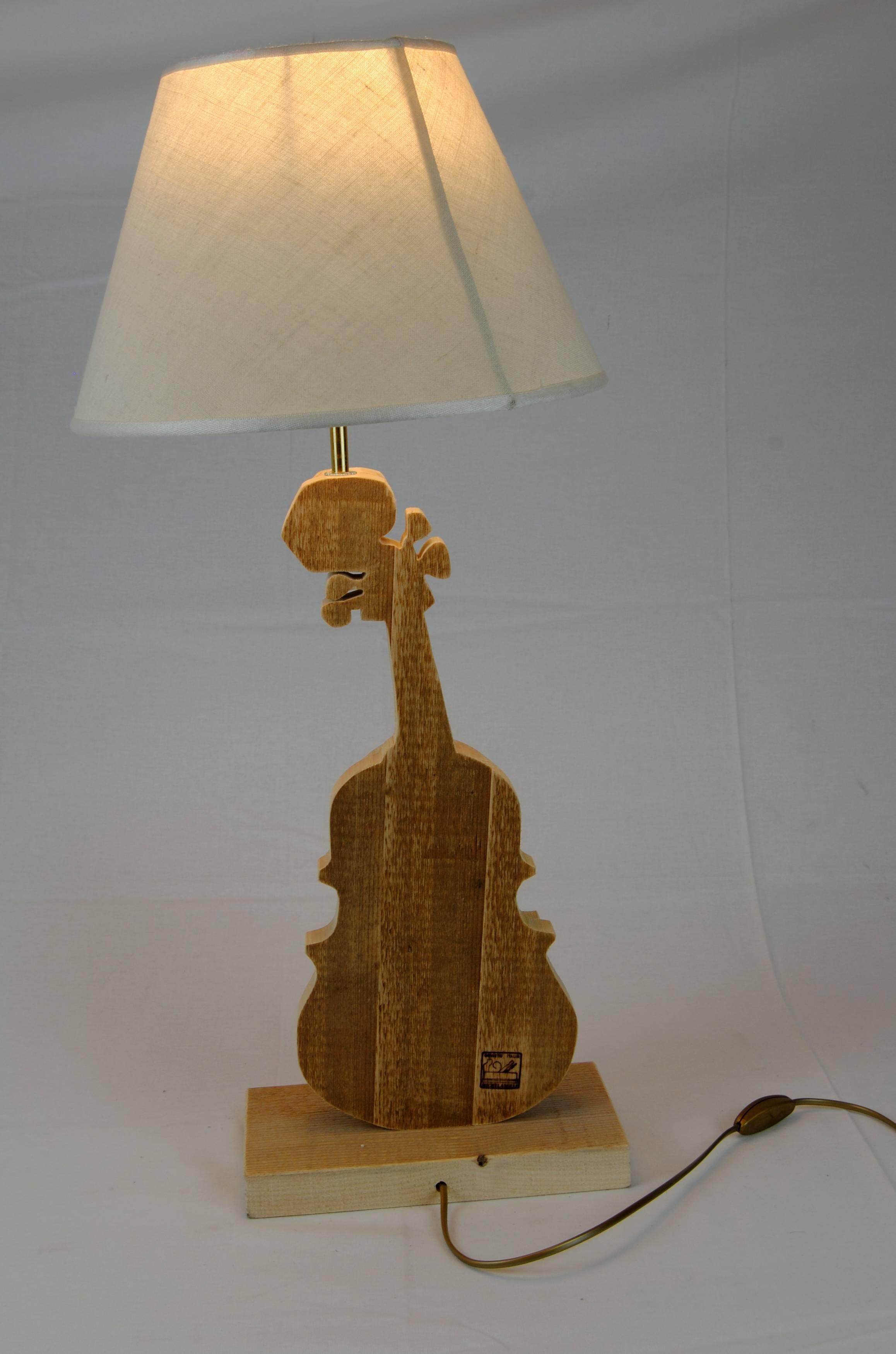 Italian Violin Wood Table Lamp by Michelangeli, Italy For Sale
