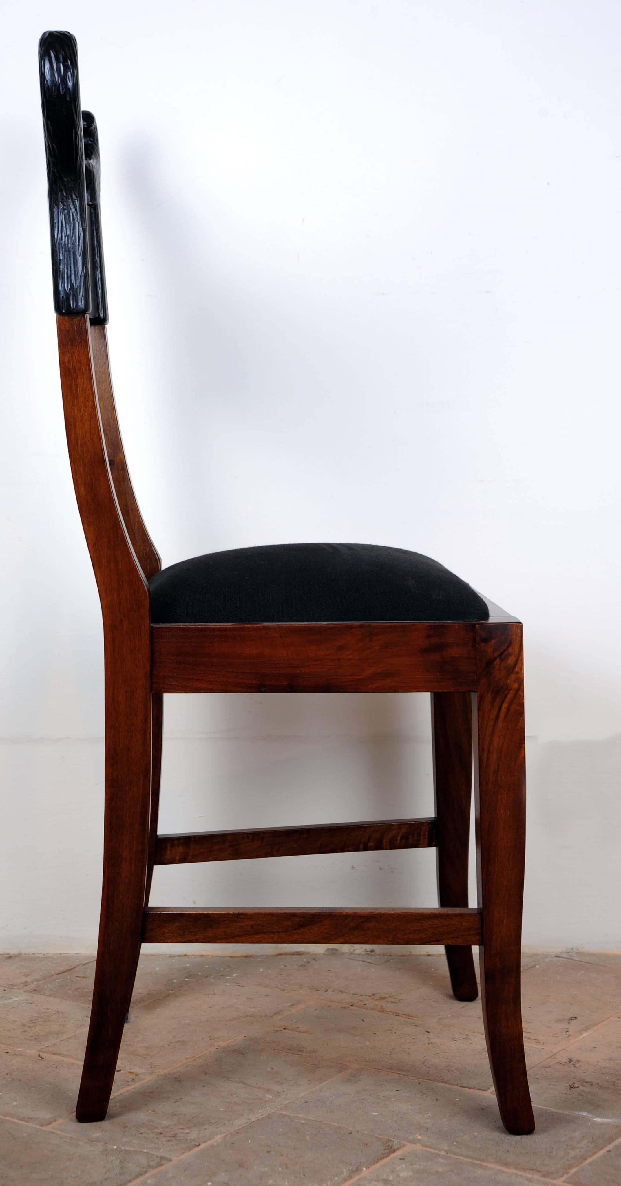 Italian Set of Four Black Forest Wood Chairs by Michelangeli, Italy