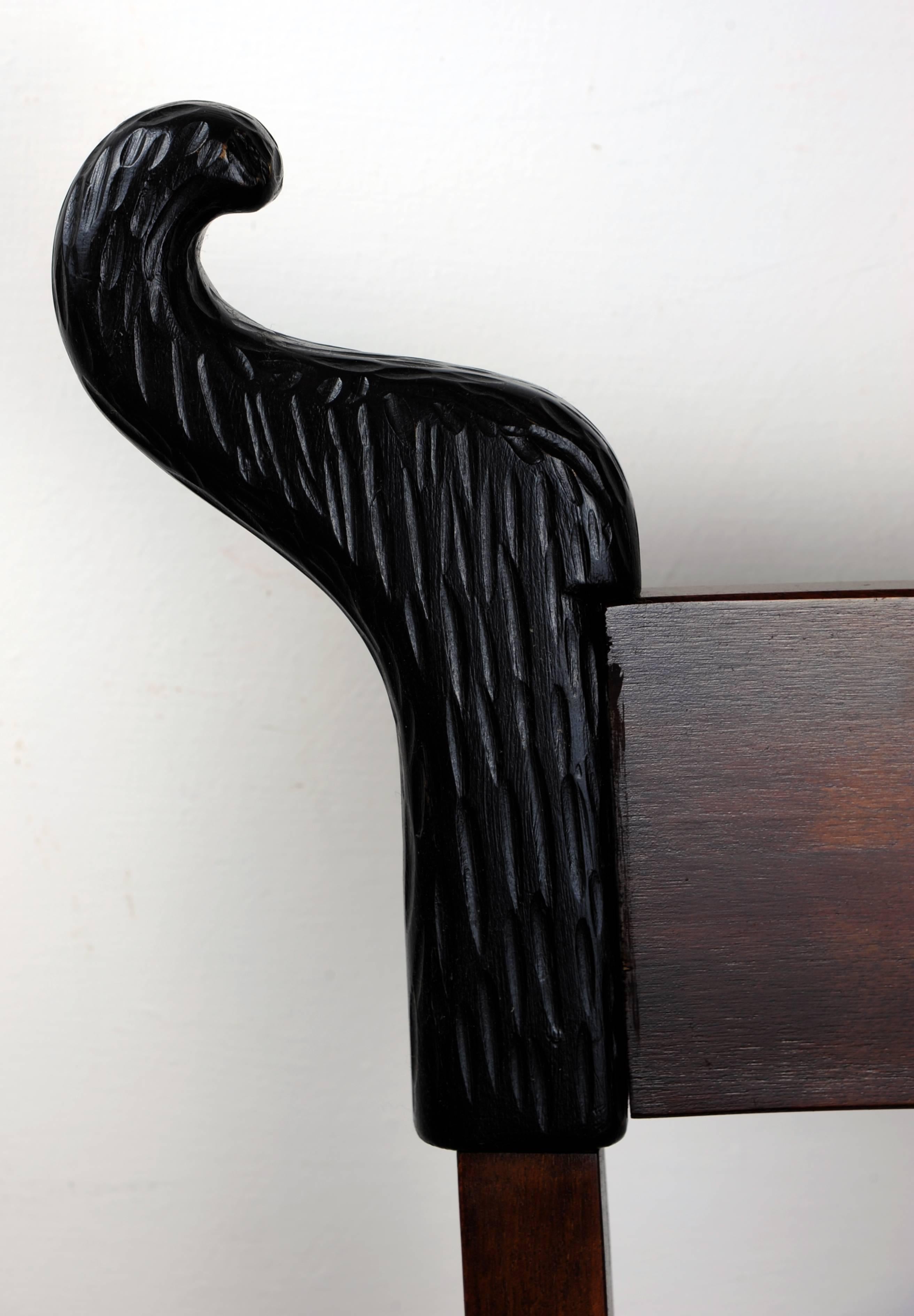 Carved Set of Four Black Forest Wood Chairs by Michelangeli, Italy