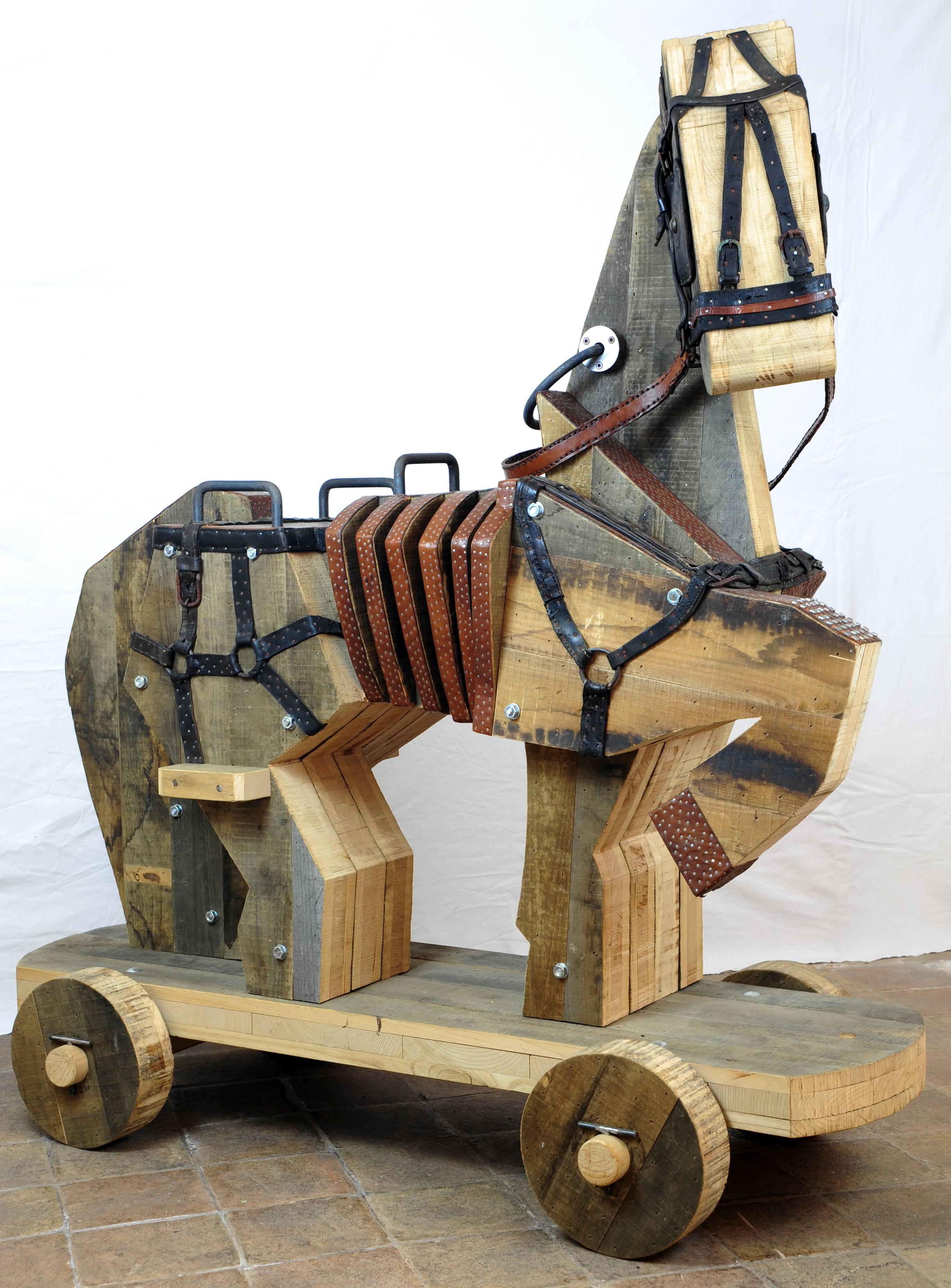 Arts and Crafts Horse Wood Sculpture by Michelangeli, Italy For Sale