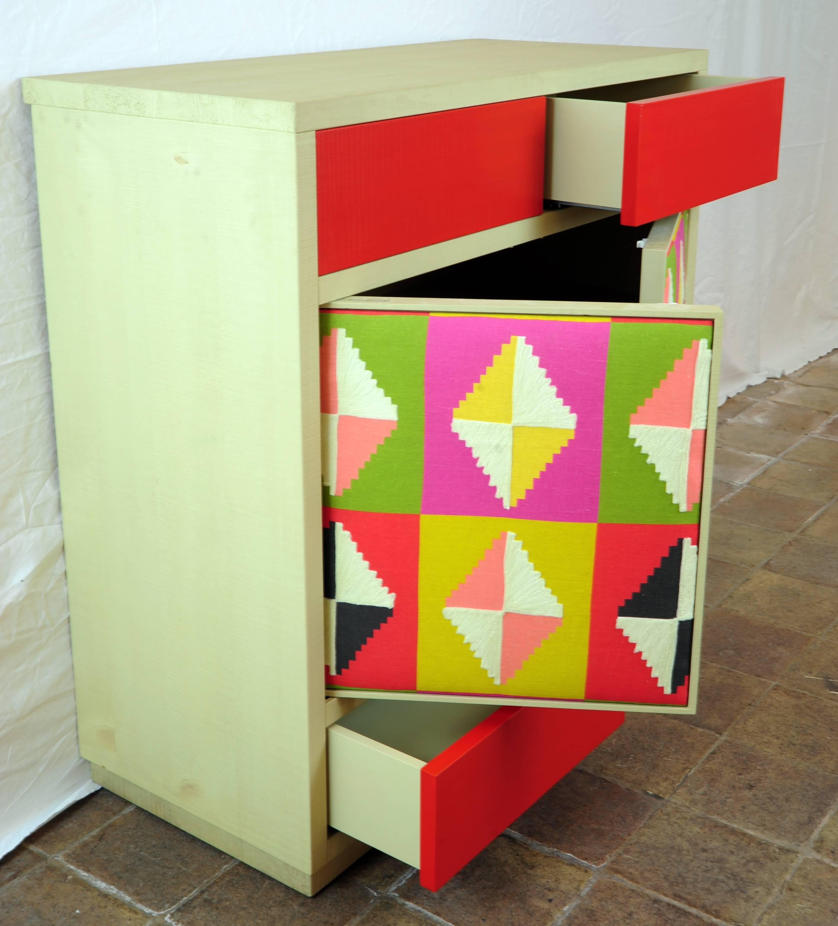 Modern Wood and Kilim Fabric Cabinet by Michelangeli, Italy In Excellent Condition For Sale In Orvieto, IT