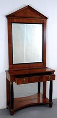 French Cherrywood Console and Matched Mirror