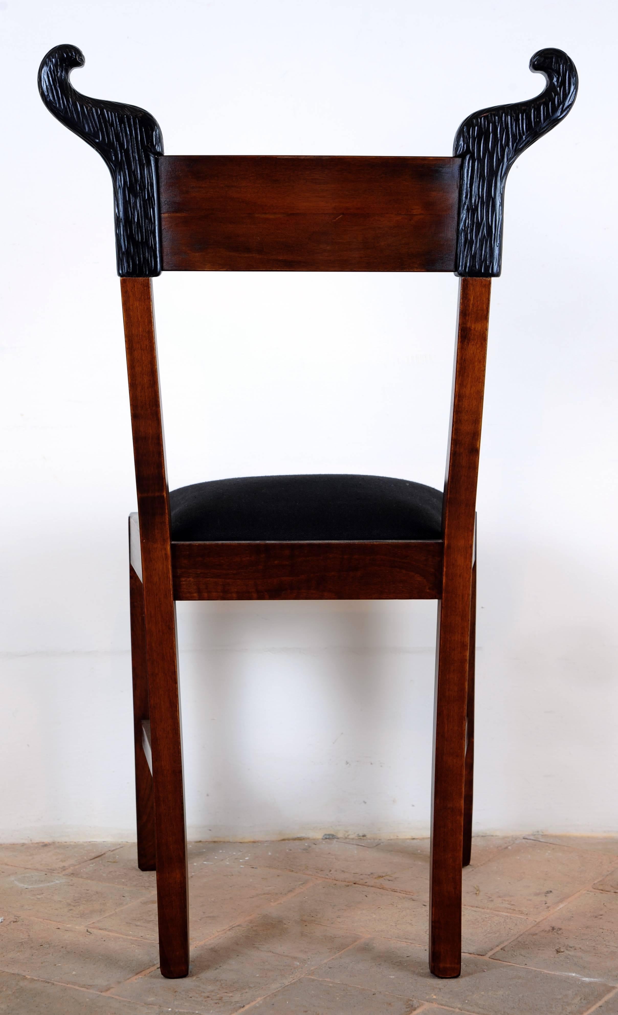 Set of Four Black Forest Wood Chairs by Michelangeli, Italy In Excellent Condition For Sale In Orvieto, IT