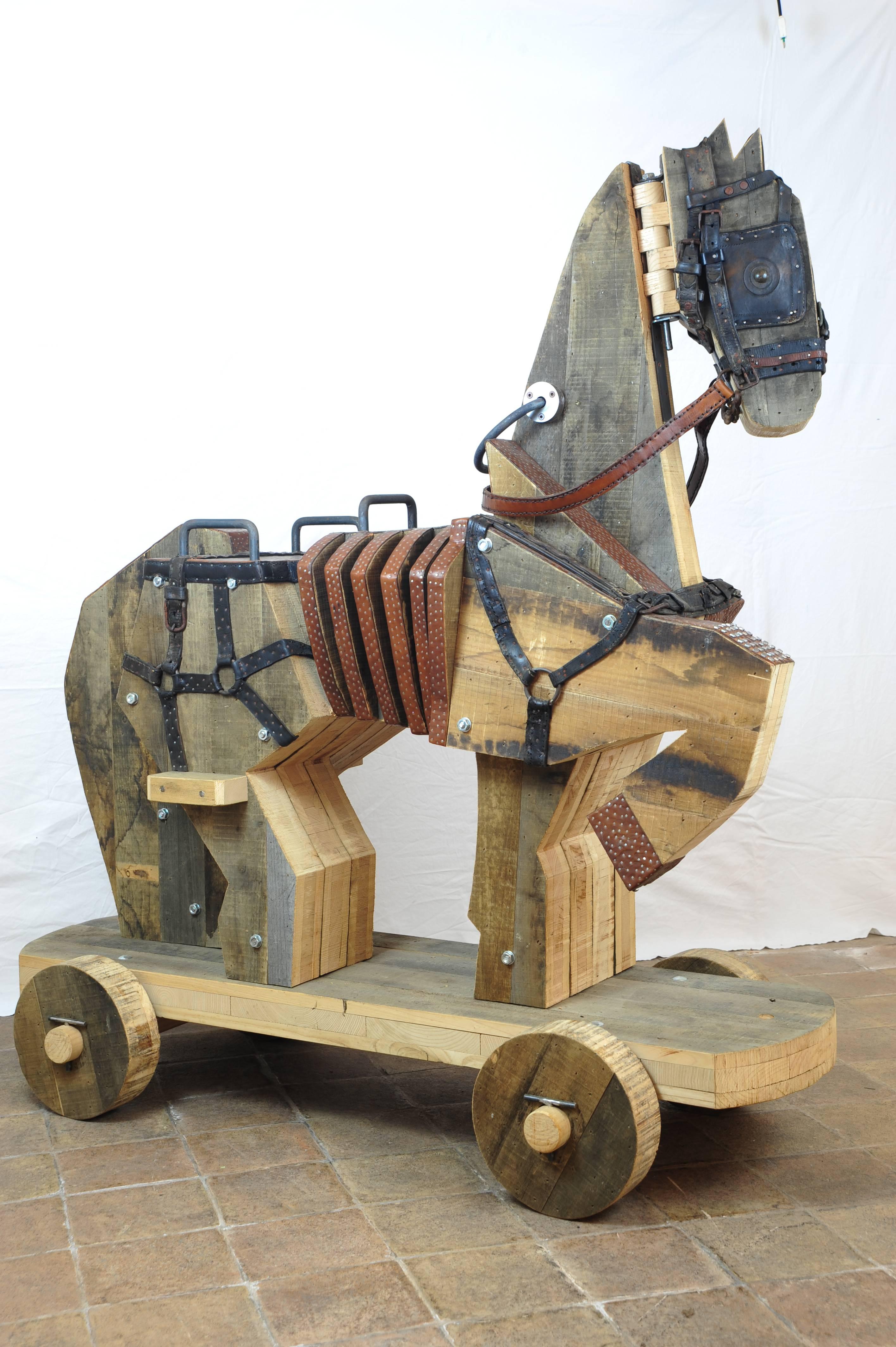 Horse Wood Sculpture by Michelangeli, Italy For Sale 1