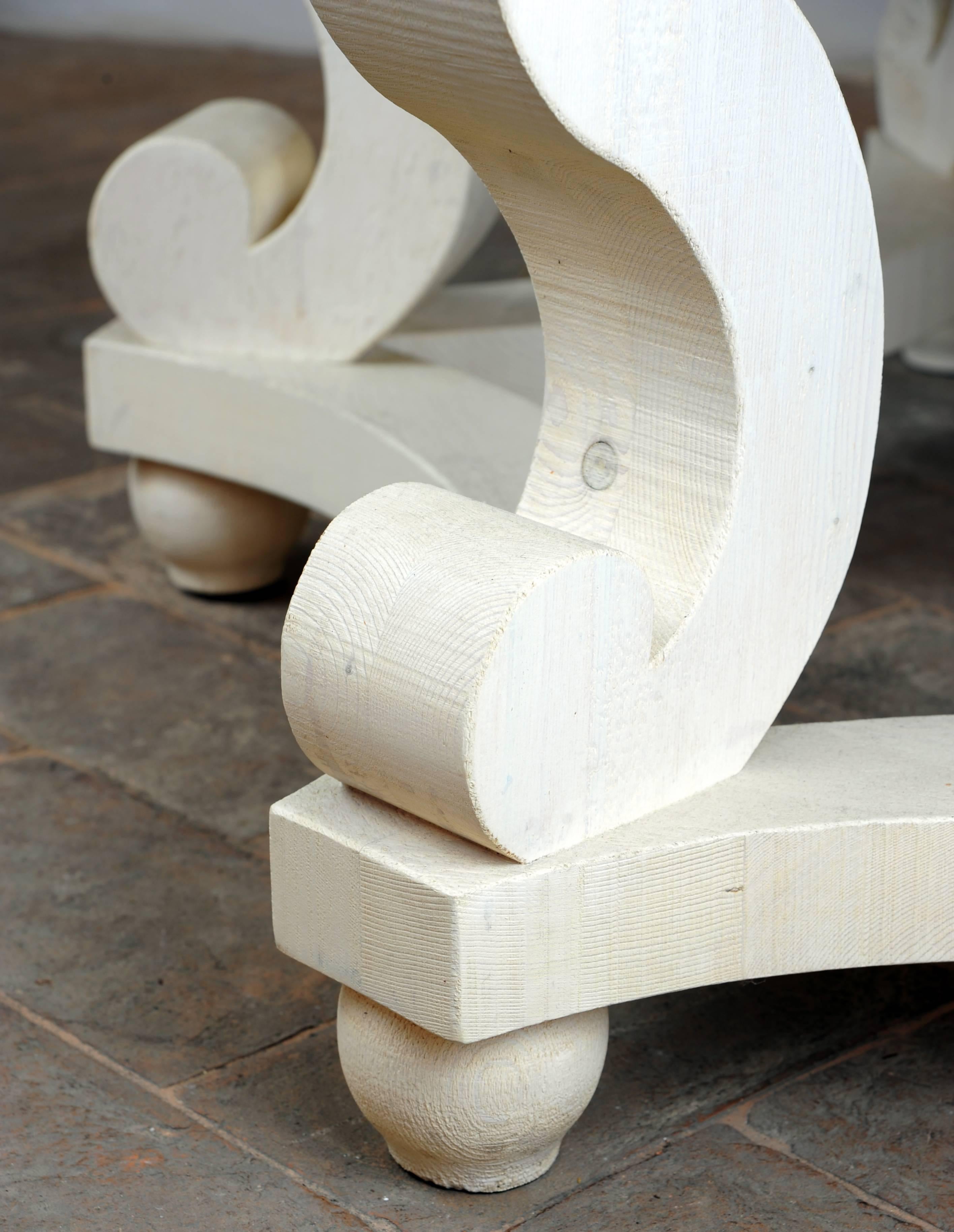 Italian Hexagonal White Fir Wood Table by Michelangeli, Italy For Sale
