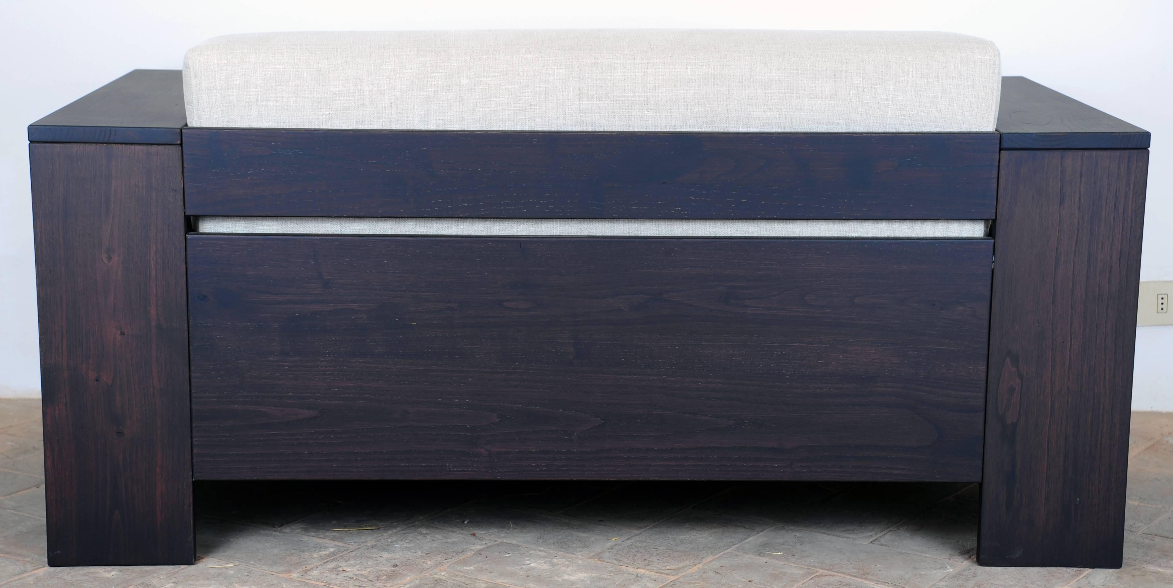 Hand-Crafted Modern Solid Chestnut Wood Sofa by Michelangeli, Italy For Sale