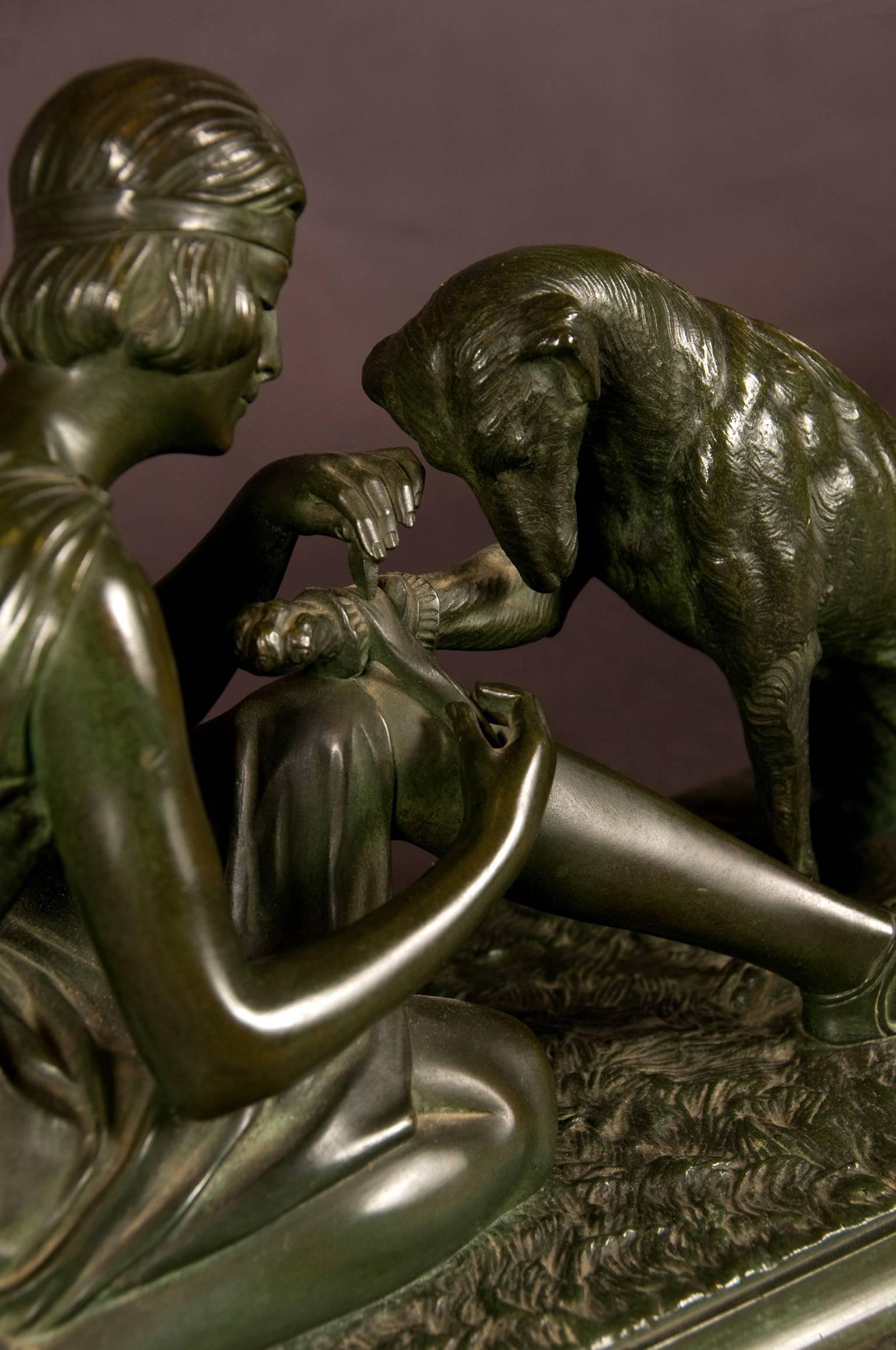 Patinated Art Deco Bronze Sculpture 