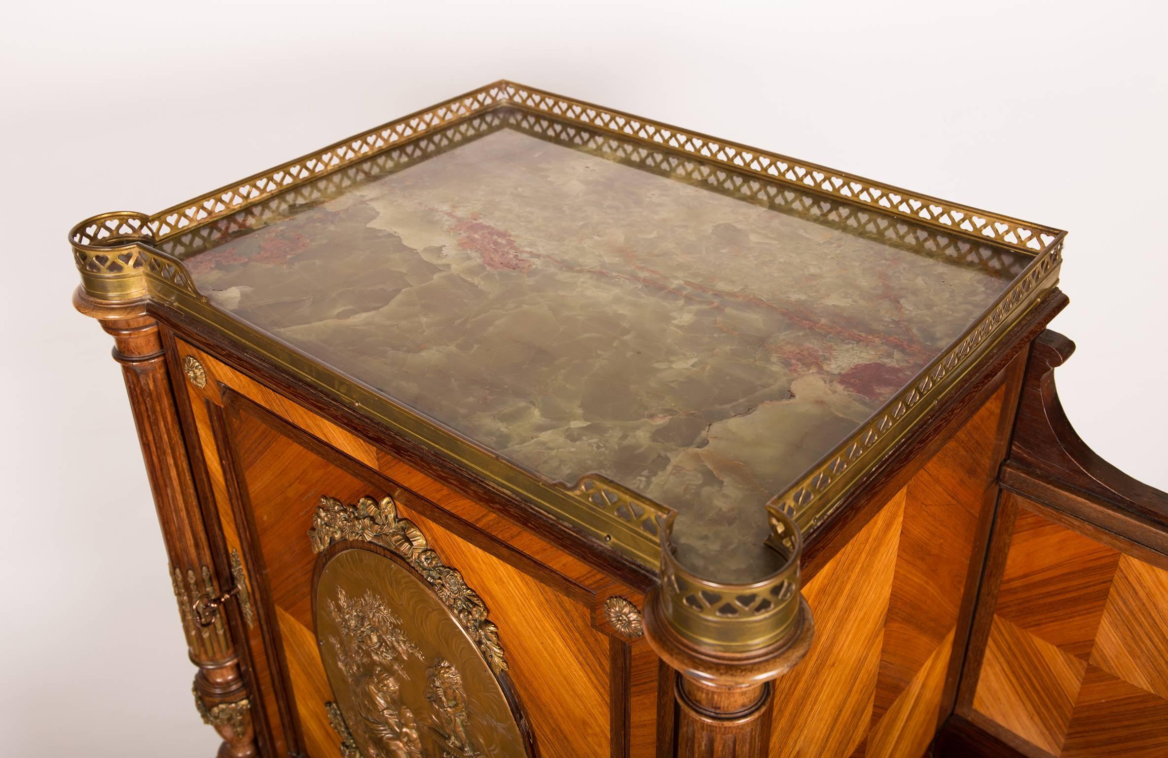  Louis XVI Style Cabinet, Kingwood, Tulipwood and Bronze, France 19th century For Sale 3
