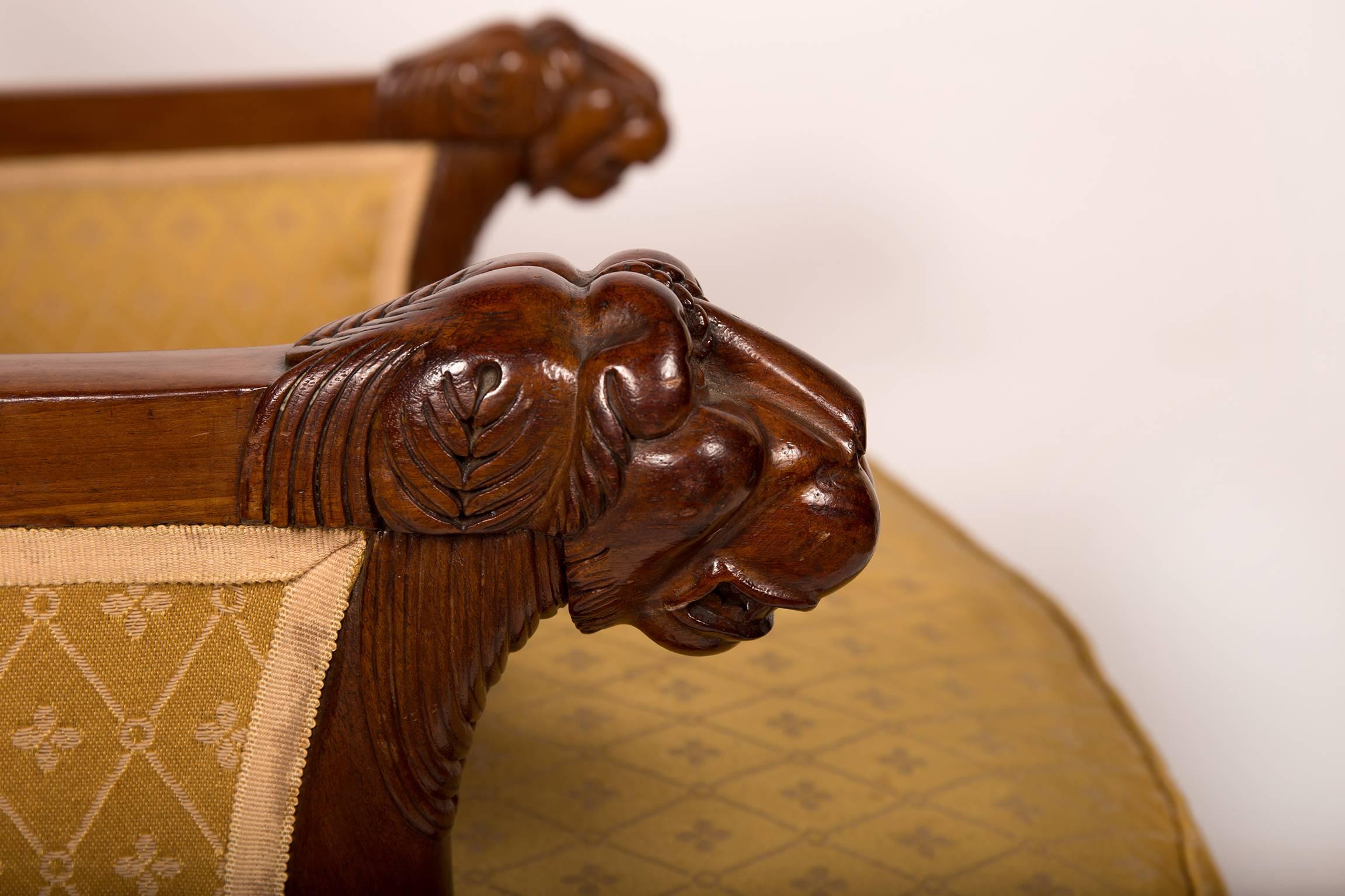19th Century French Mahogany Bergere, Époque Consulat, Early Empire Period, circa 1799-1804 For Sale