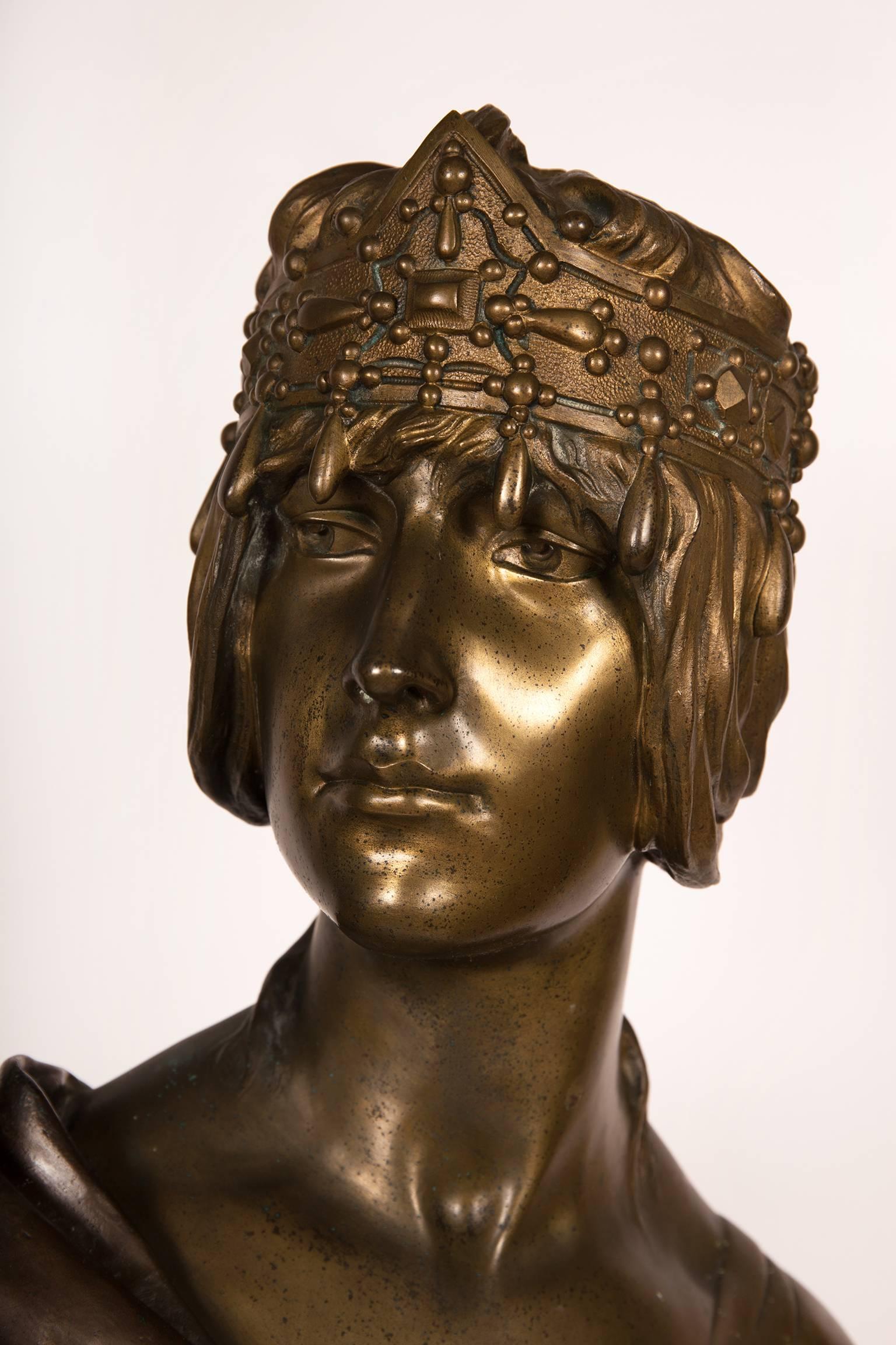 French Bronze Art Nouveau Orientalist Bust of Herodias by Georges Coudray, France For Sale