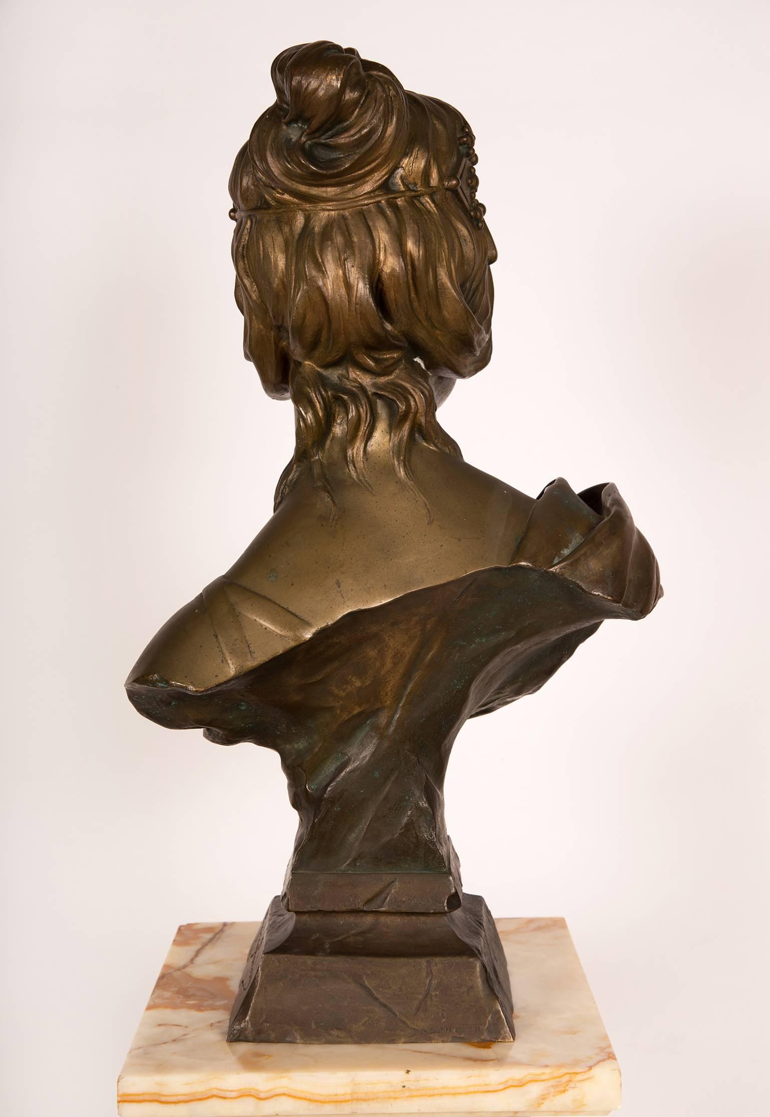 Late 19th Century Bronze Art Nouveau Orientalist Bust of Herodias by Georges Coudray, France For Sale