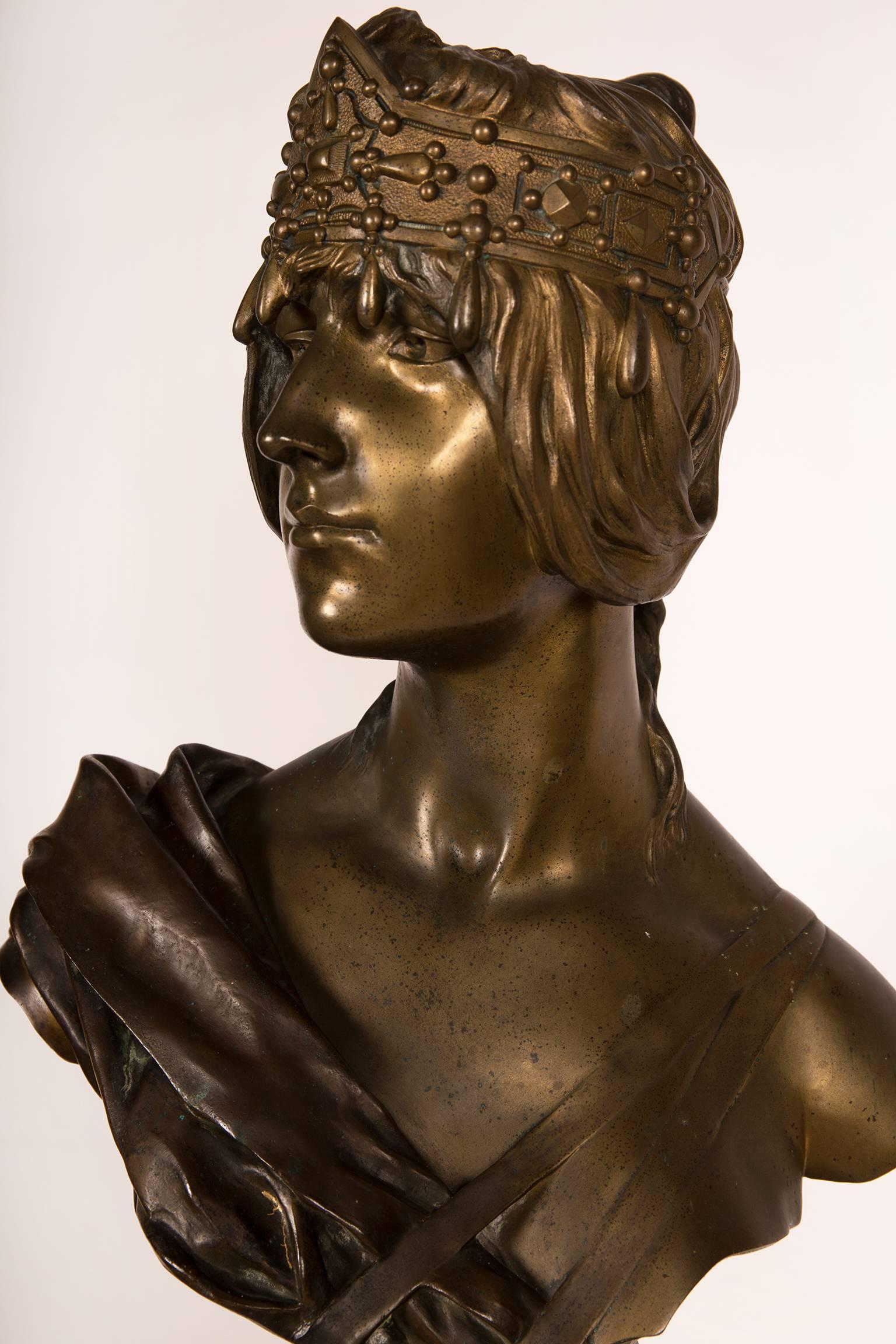 Good quality bronze bust in the Art Nouveau Orientalist style, signed on the base and with foundry mark: GAUTIER BRONZIER. Signed by George Coudray, a French sculptor active between 1883 and 1932. He was a pupil of Falguiere and exhibited at the