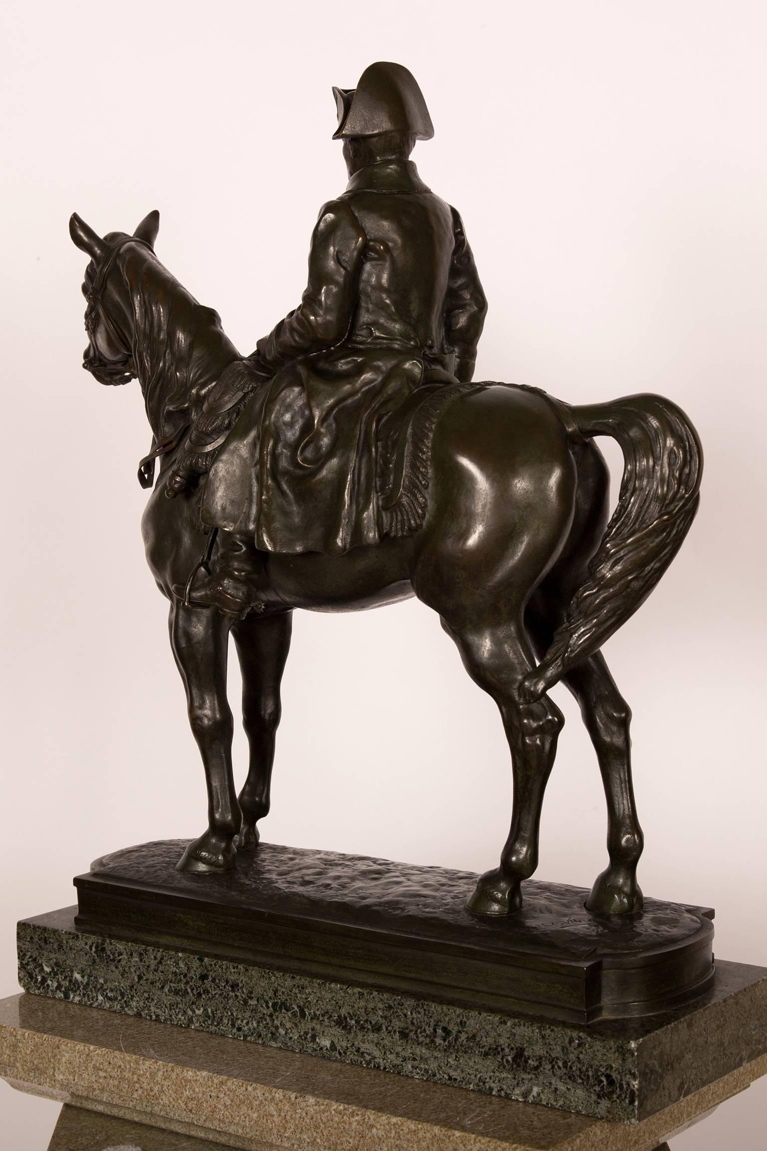 19th Century Napoleon on Horseback, Bronze Sculpture Signed A. Vibert, France, circa 1880 For Sale
