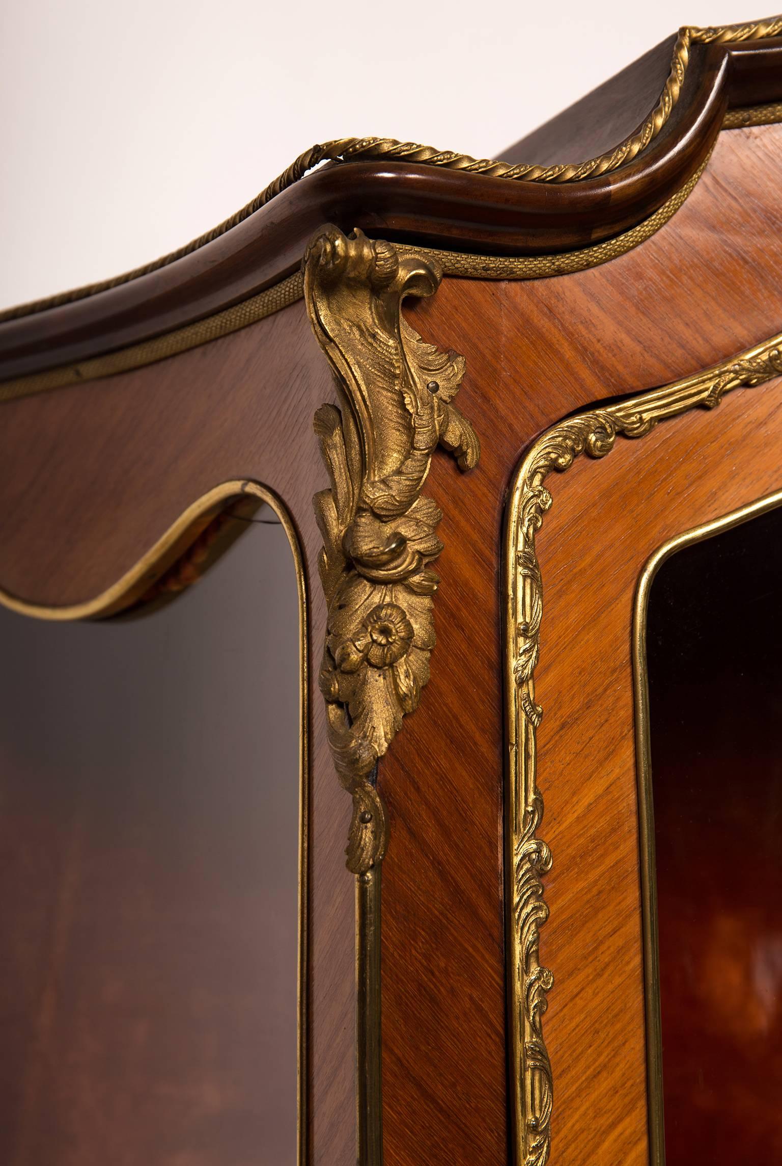 Vitrine Rosewood, Vernis Martin Painted Panels, Louis XV Style, France 2