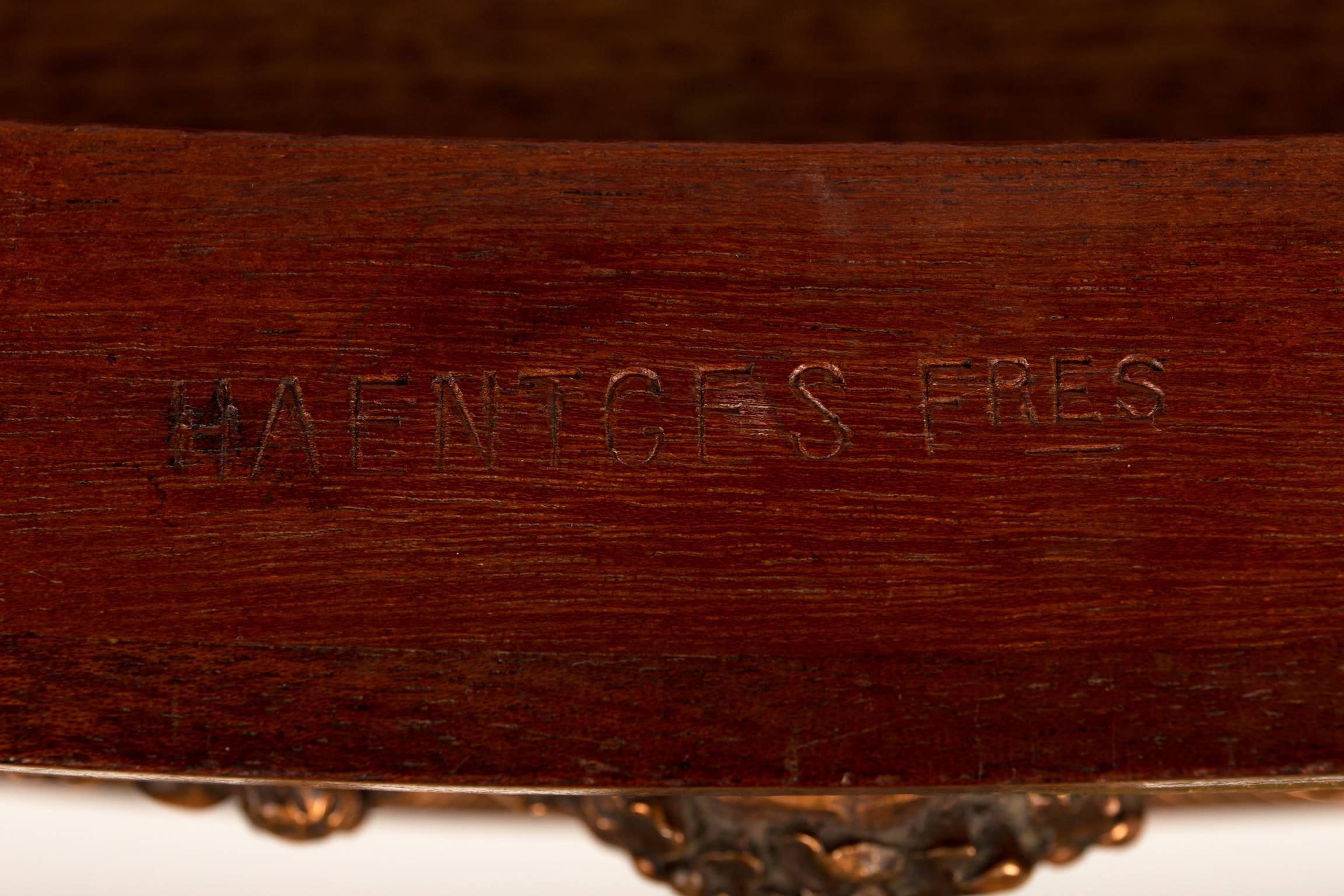 Oval Center Table with Bronze Mounts, Signed Haentges, circa 1900 For Sale 1