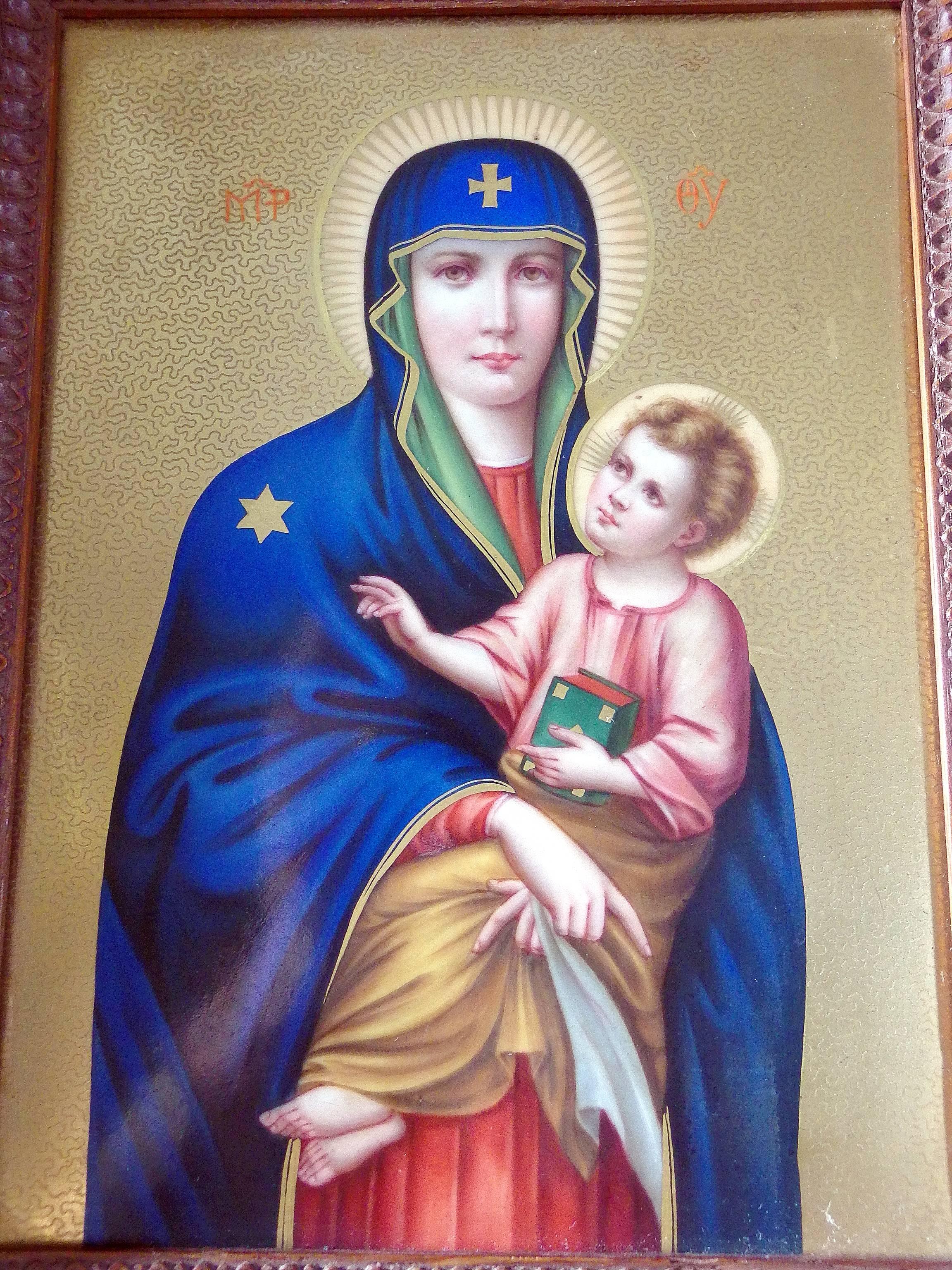 KPM Porcelain Plaque, Mary and Child as an Orthodox Icon, Berlin, circa 1880 For Sale 2