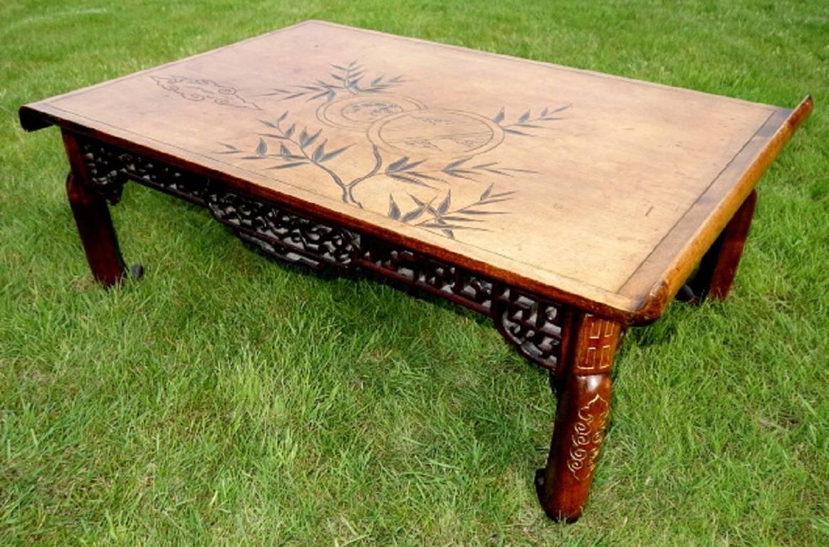 Wood Low Coffee Table in the Chinoiserie Style, France, circa 1870 Viardot For Sale