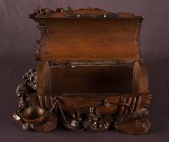 Limewood Carved Barrel Liquor Box Signed Gueret Freres, Paris, 19th Century