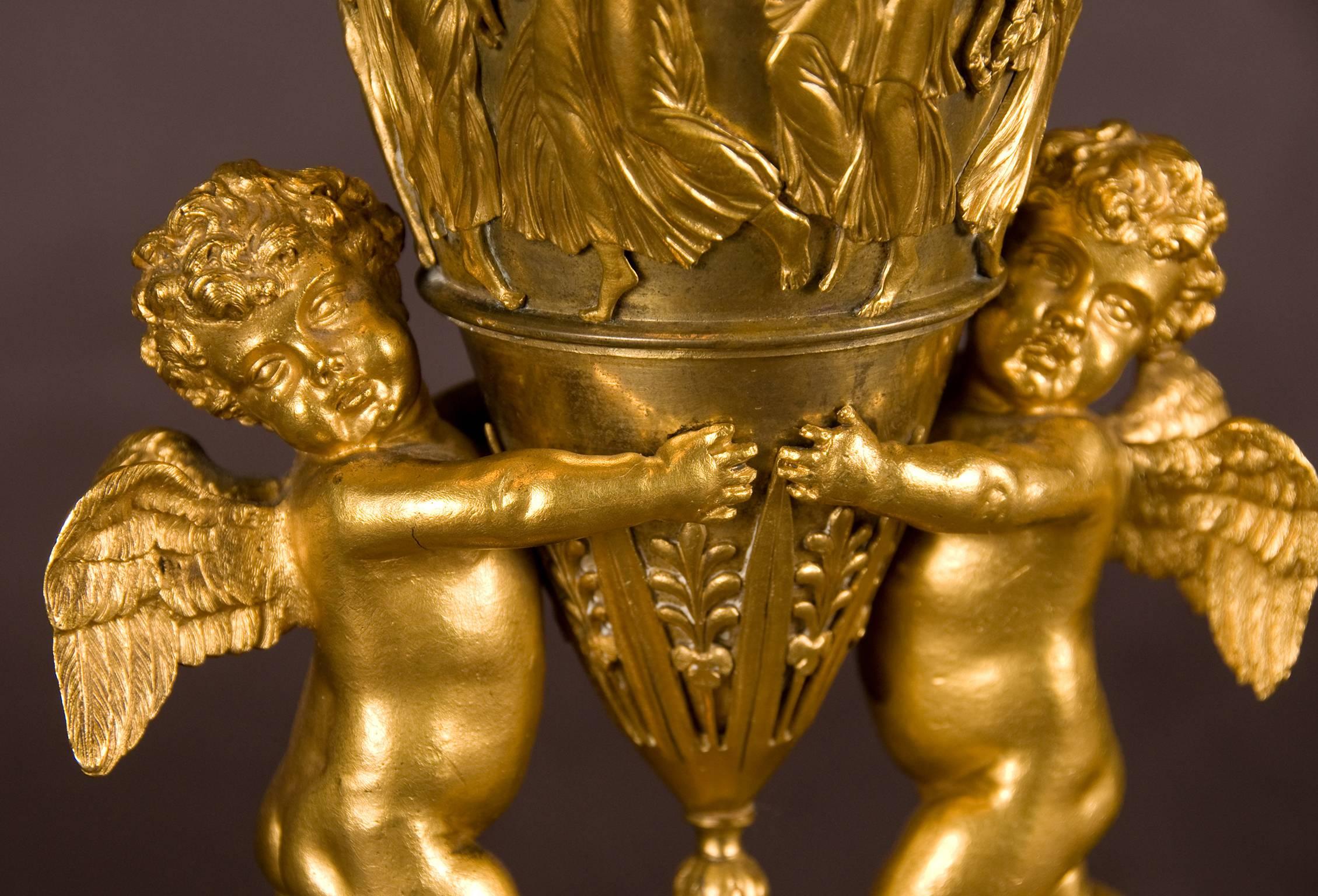 Gilt  Pair of ormolu Vases and Covers possibly Russian Empire, Early 19th Century For Sale