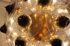 Large, 1970s, Very Unique Copper and Murano Glass Chandelier