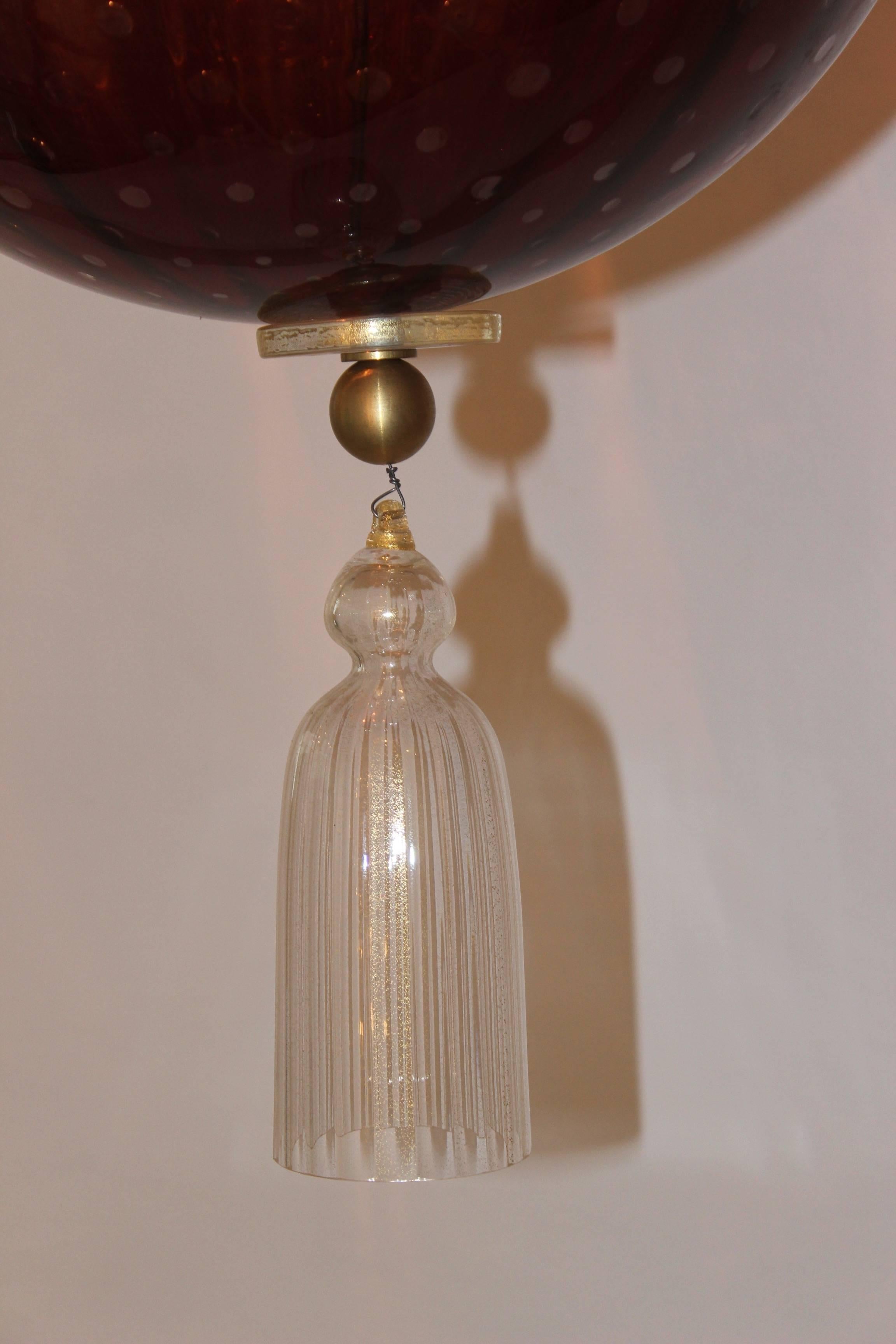 Italian Lovely Venetian Lantern from Handmade Red Blown Murano Glass For Sale