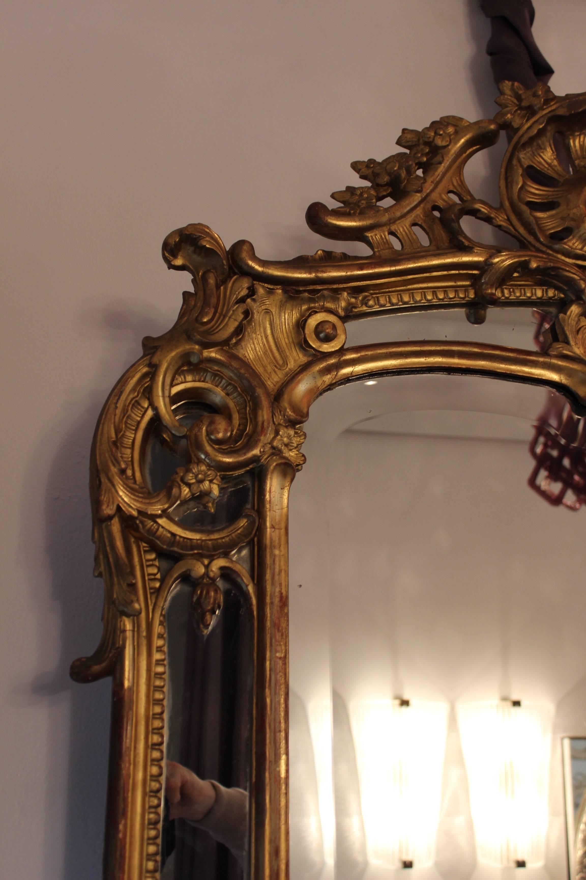 French Regence Style Gilt Mirror, Mid-19th Century In Excellent Condition For Sale In Maastricht, NL