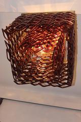 Venini Style Chandelier, Purple Murano Glass "Puzzle" Pieces on a Bronze Frame