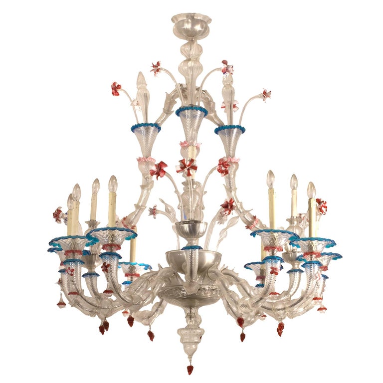 Raul Murano Glass Chandelier At 1stdibs Vintage Rezzonico Murano Glass Chandelier