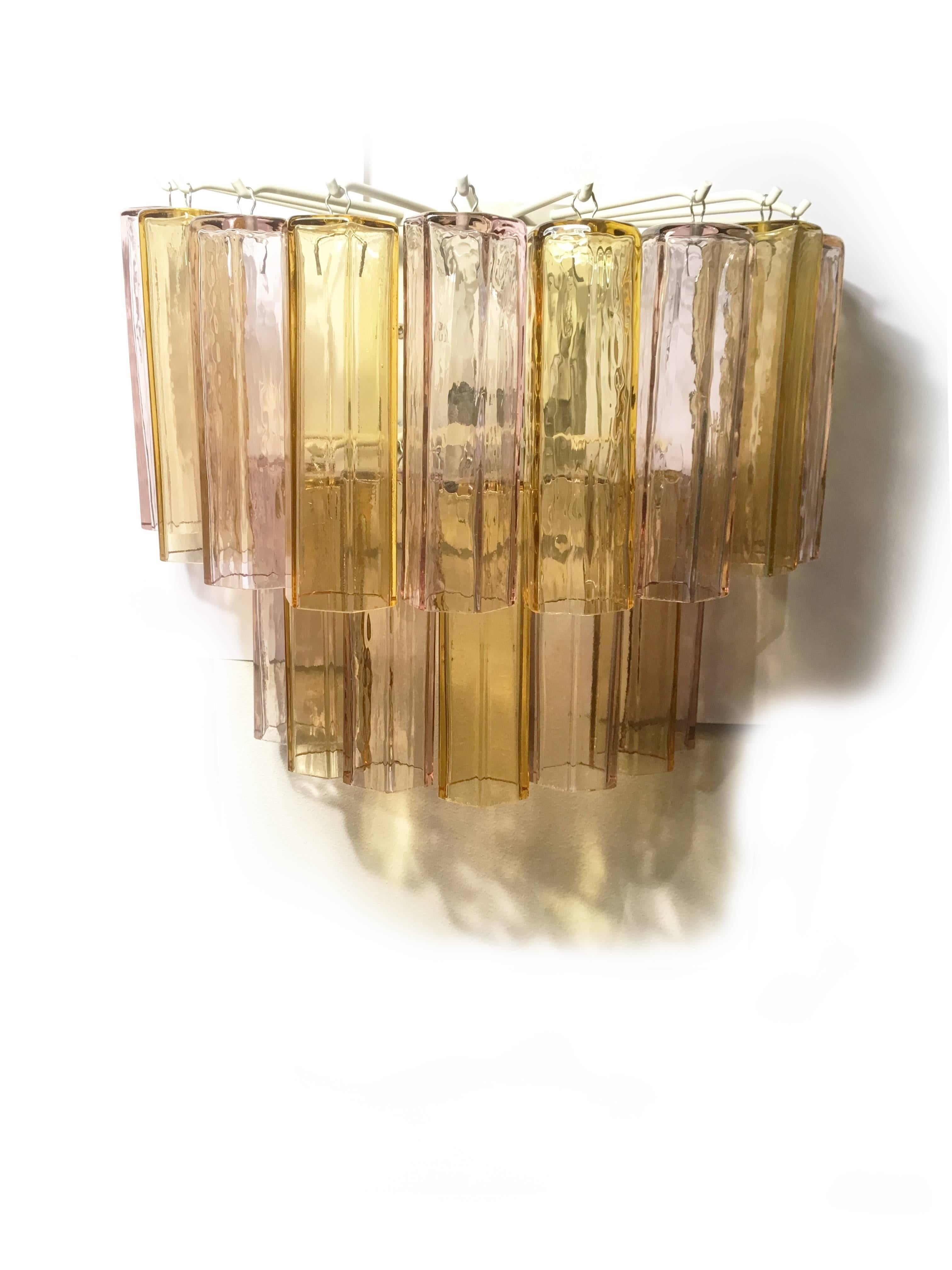 Modern Pair of Vintage Hexa Murano Glass Wall Lights
