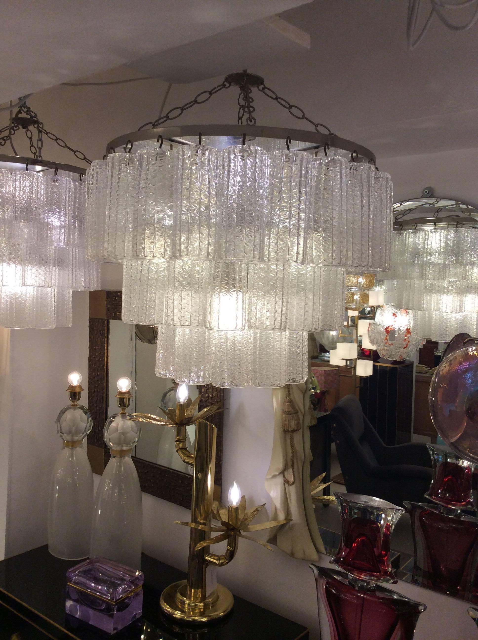 Pair of Italian Chandeliers by Venini 1950 Murano Glass In Good Condition In London, GB