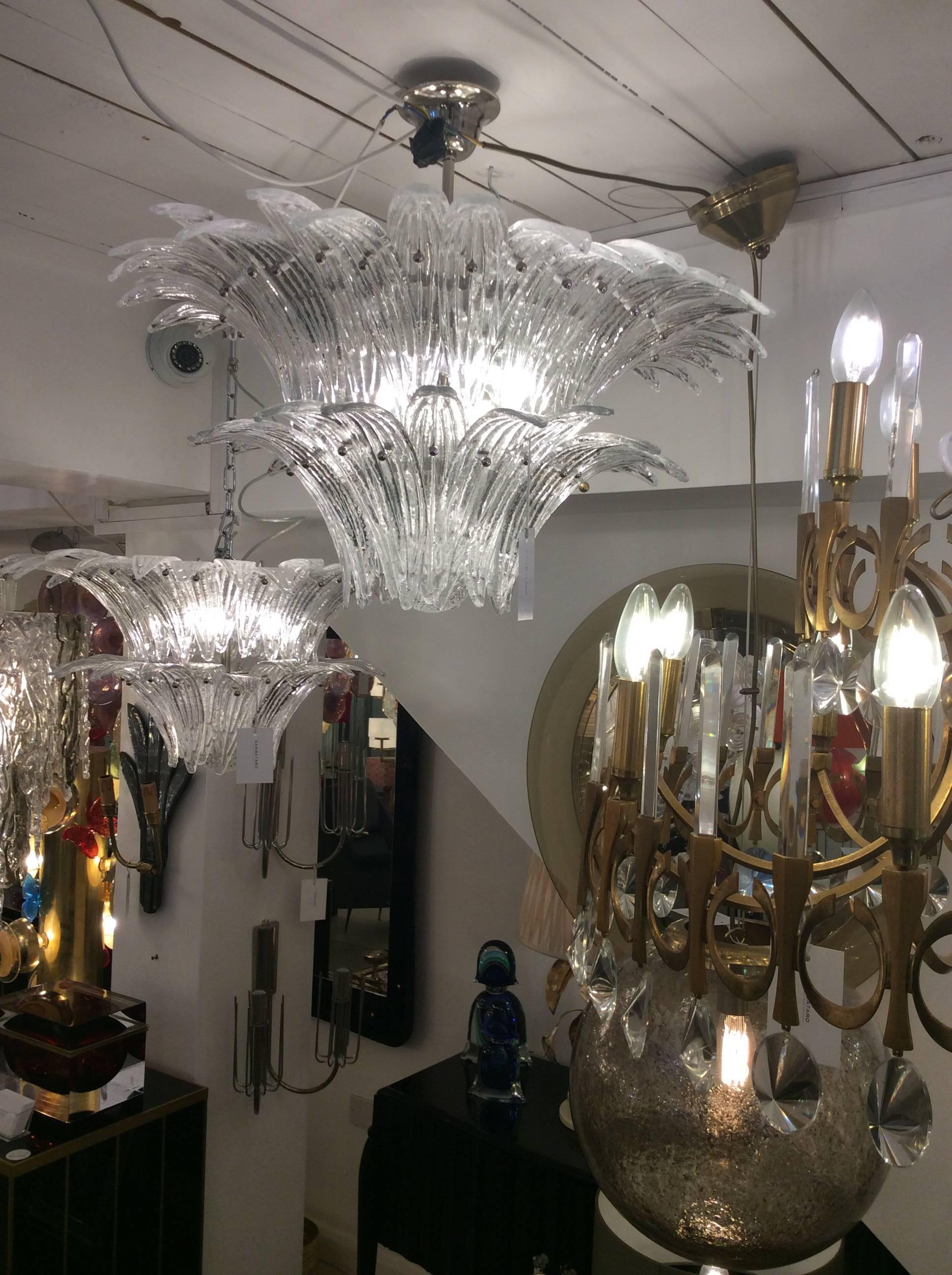 20th Century Palmette Chandelier Barovier & Toso Style, Murano