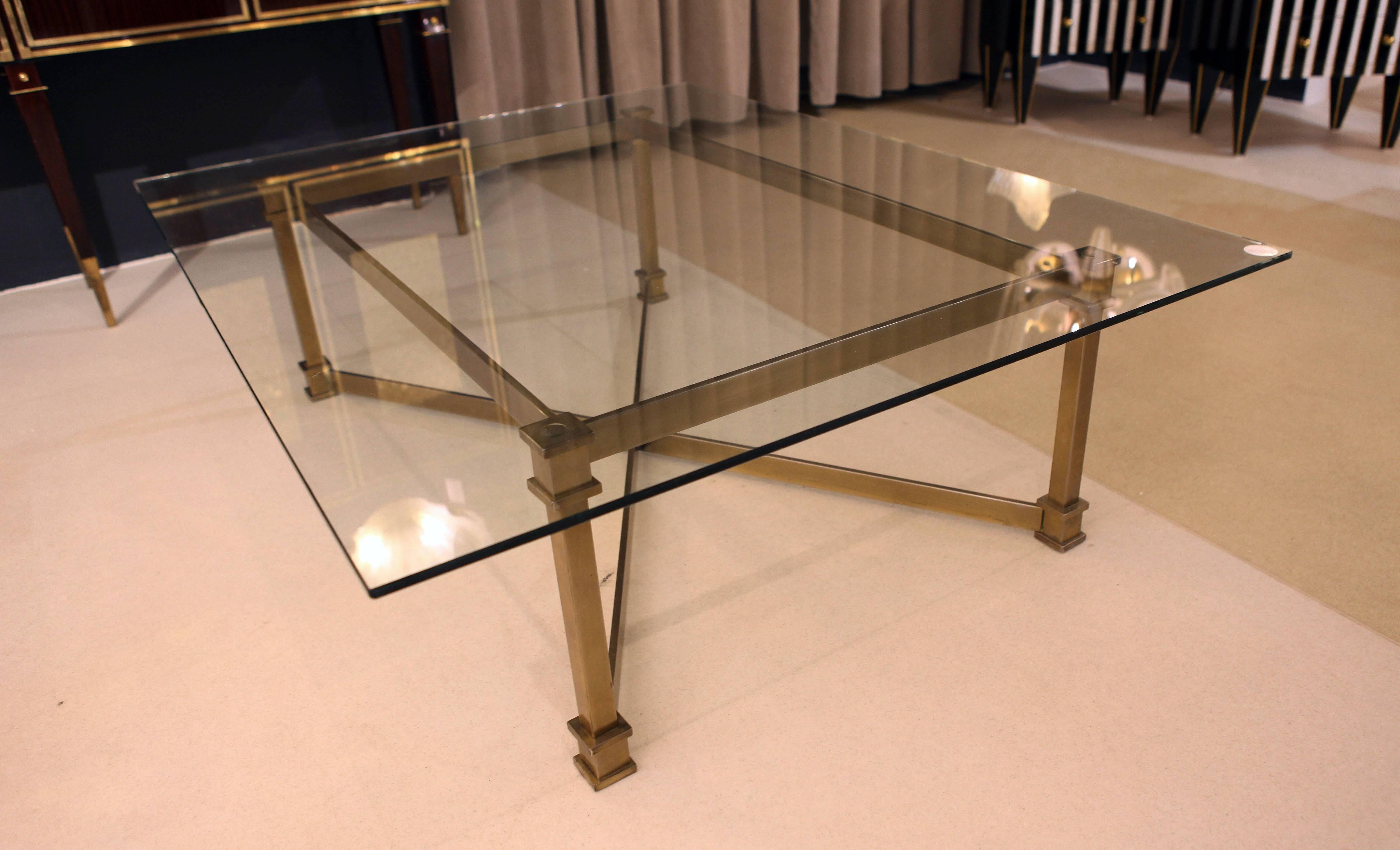French Coffee Table Brass and Glass Attributed to Mason Jenson, Midcentury  In Excellent Condition In London, GB