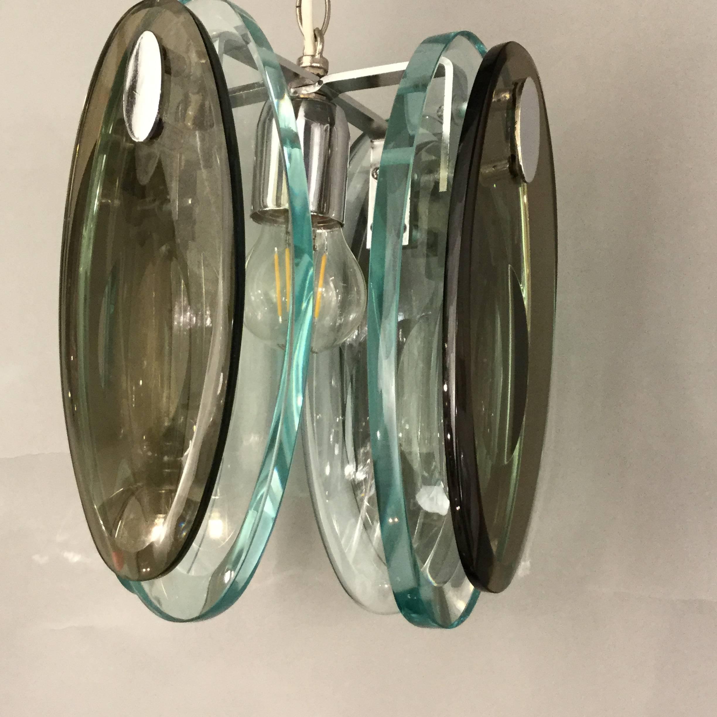 Italian Glass Pendant in the Style of Fontana Arte