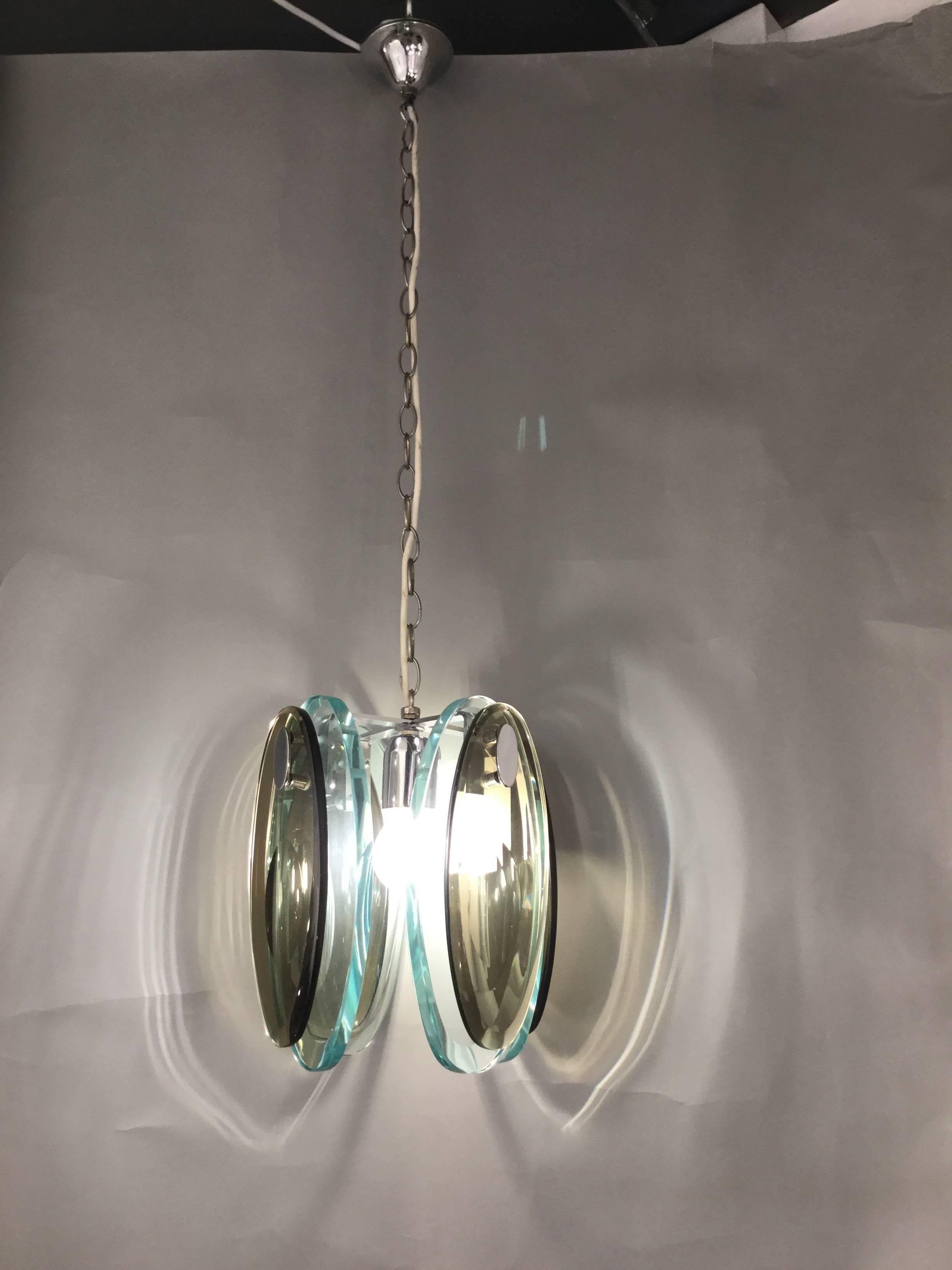 Late 20th Century Glass Pendant in the Style of Fontana Arte