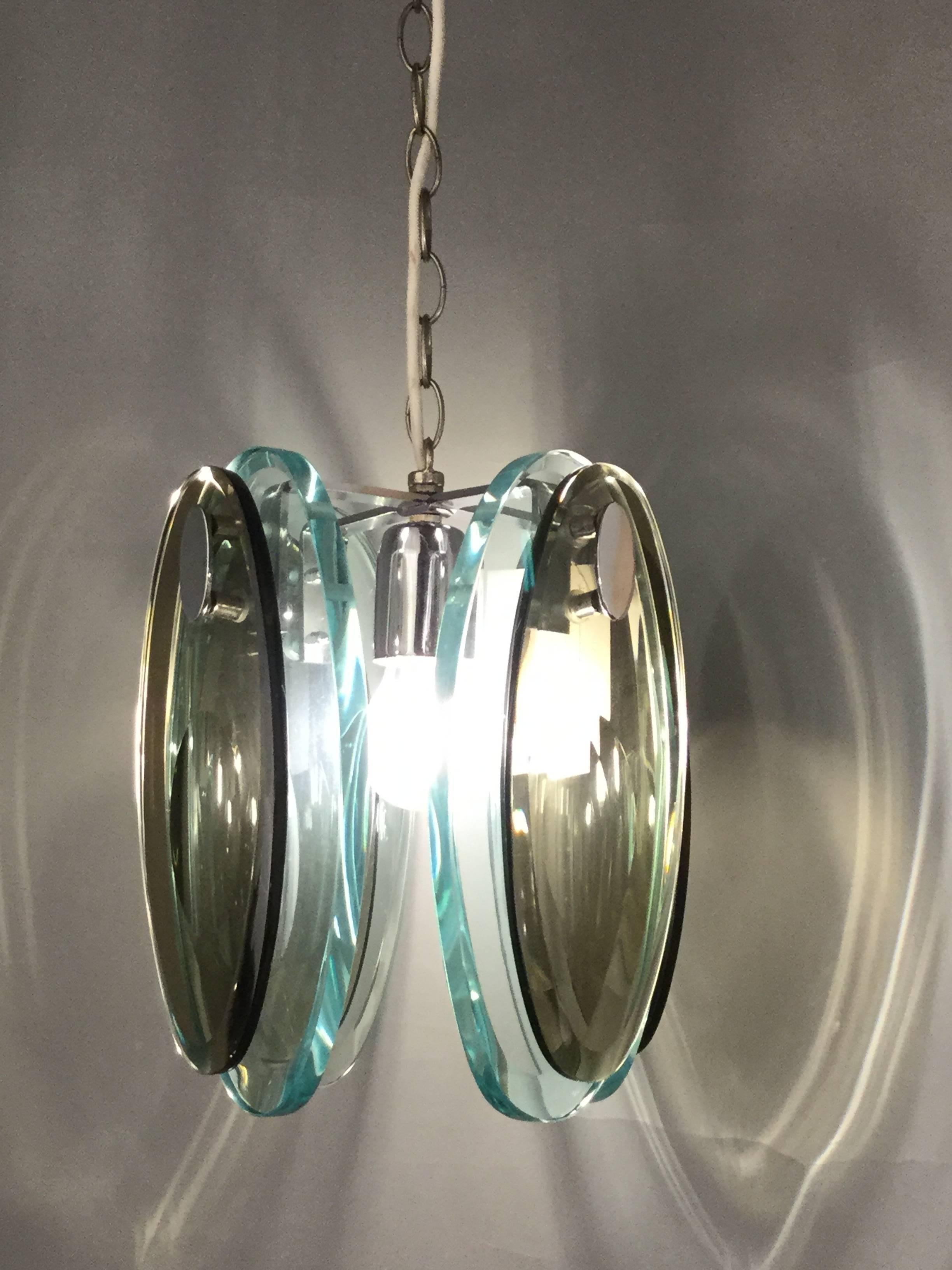 Murano Glass Glass Pendant in the Style of Fontana Arte