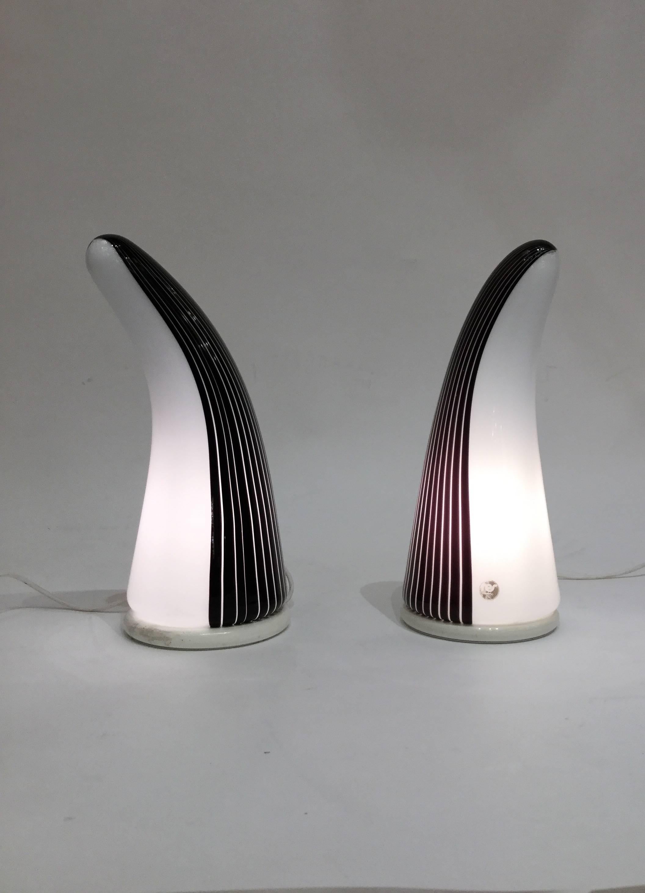 Modern Murano Sculptural Glass Pair of Lamps