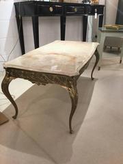 Coffee Table in Bronze with Onyx Top, Italy 1950s