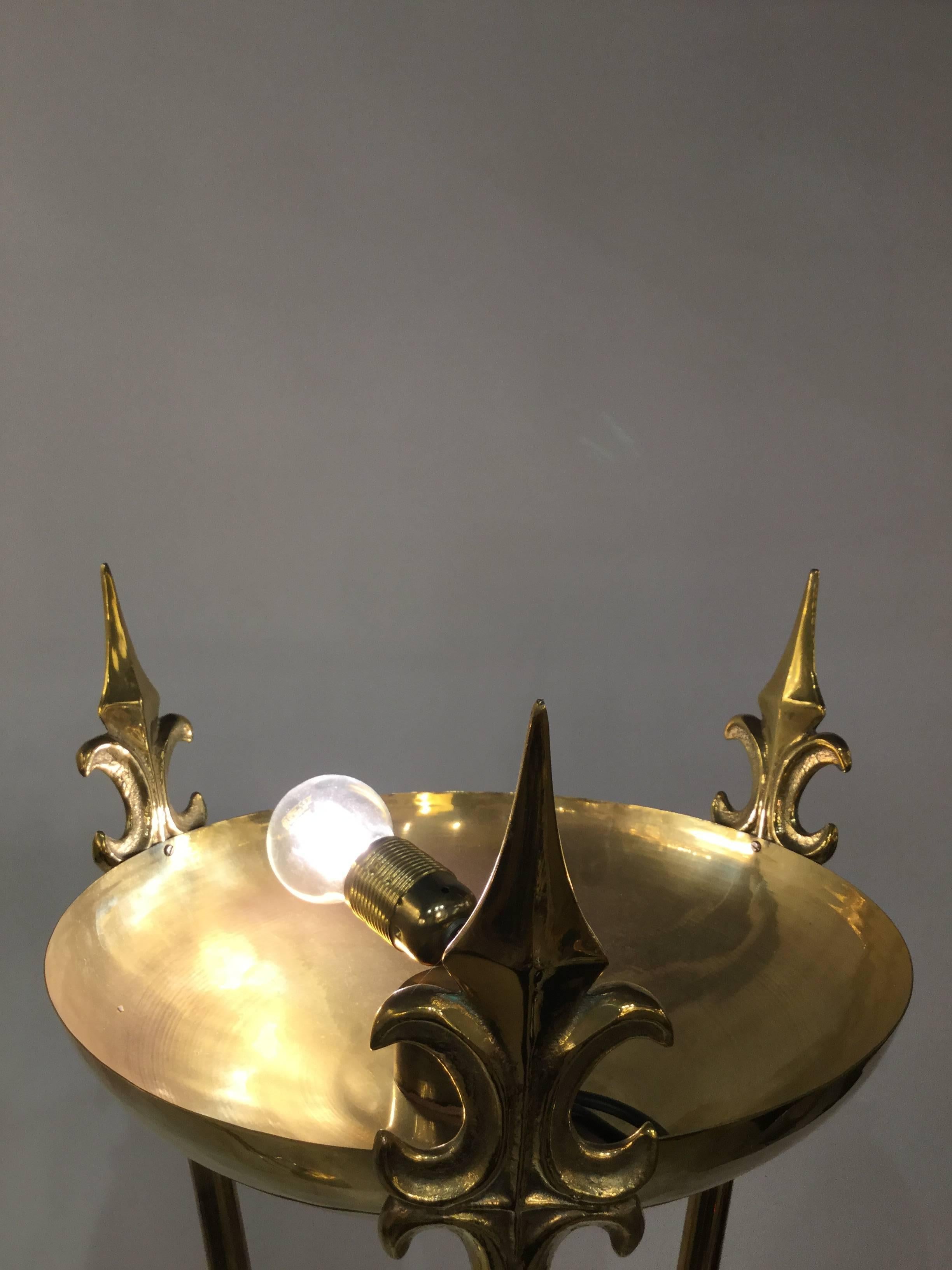 Mid-20th Century 1960 Italian Pair of Monumental Brass Floor Lamps