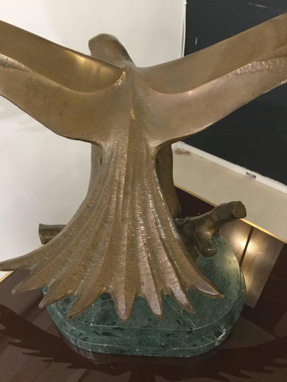Bronze Eagle Mounted on Green Marble Base For Sale at 1stdibs