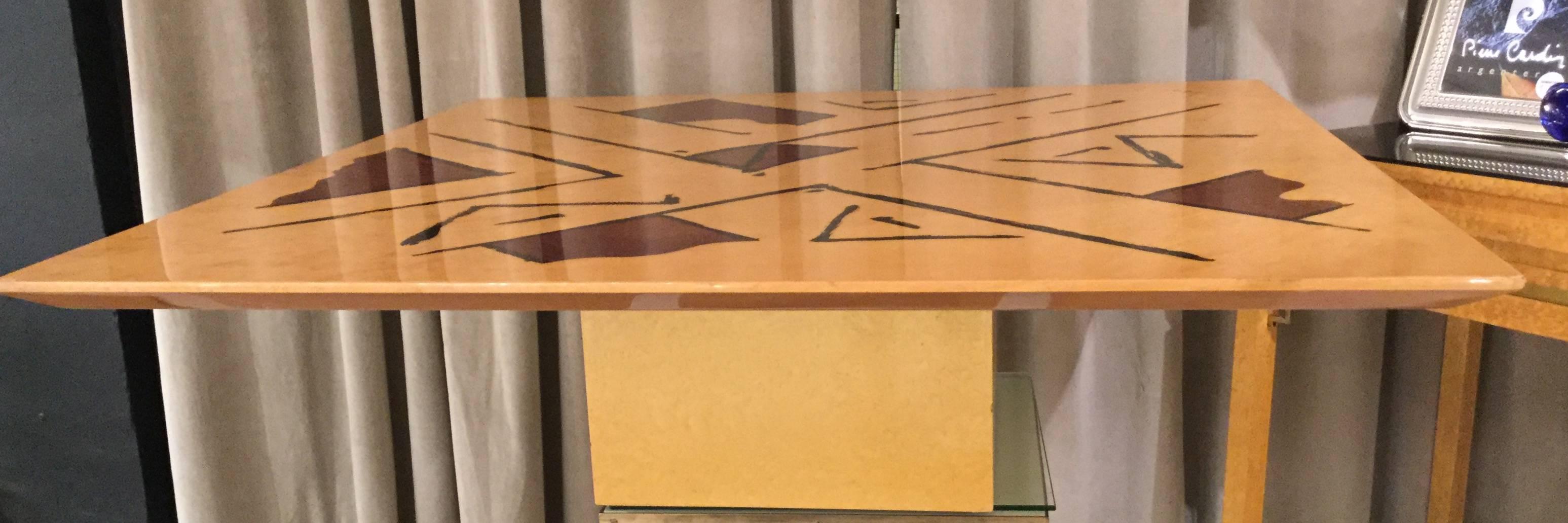 20th Century Coffee Table in Hand-Painted Maple Wood Top