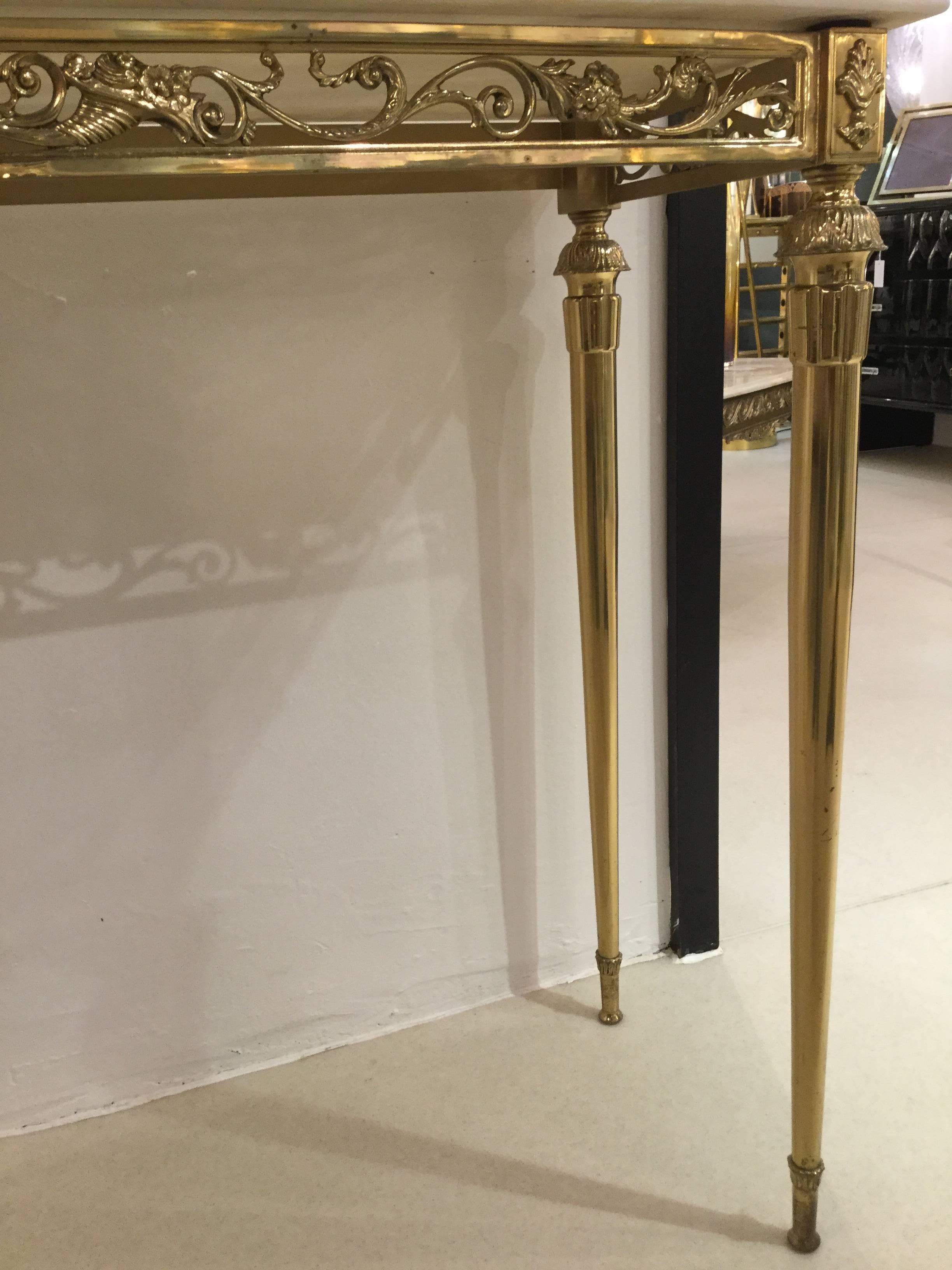 Italian Console in Brass with Carrara Marble Top, Italy 1960s In Good Condition For Sale In London, GB
