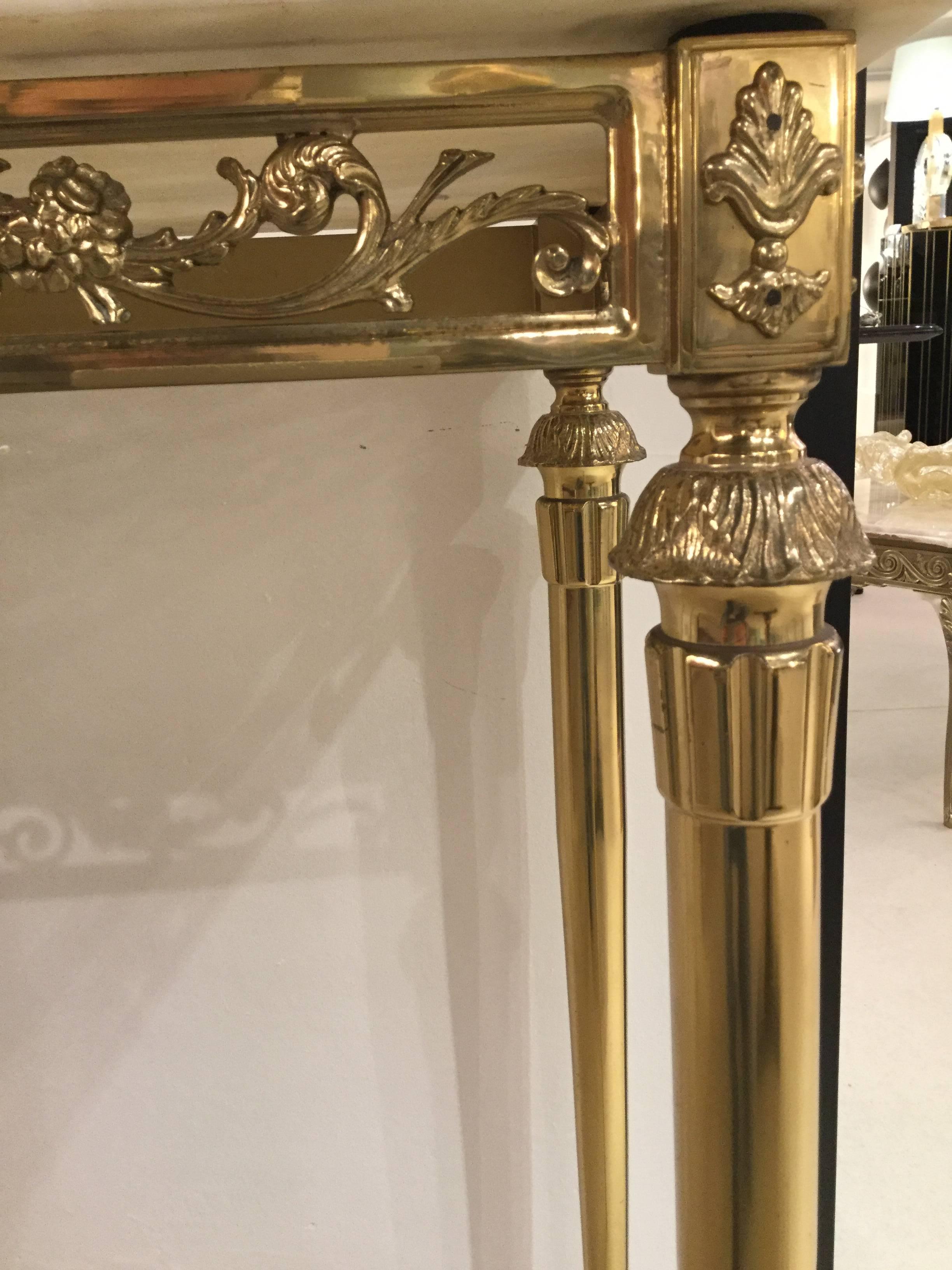 Mid-20th Century Italian Console in Brass with Carrara Marble Top, Italy 1960s For Sale