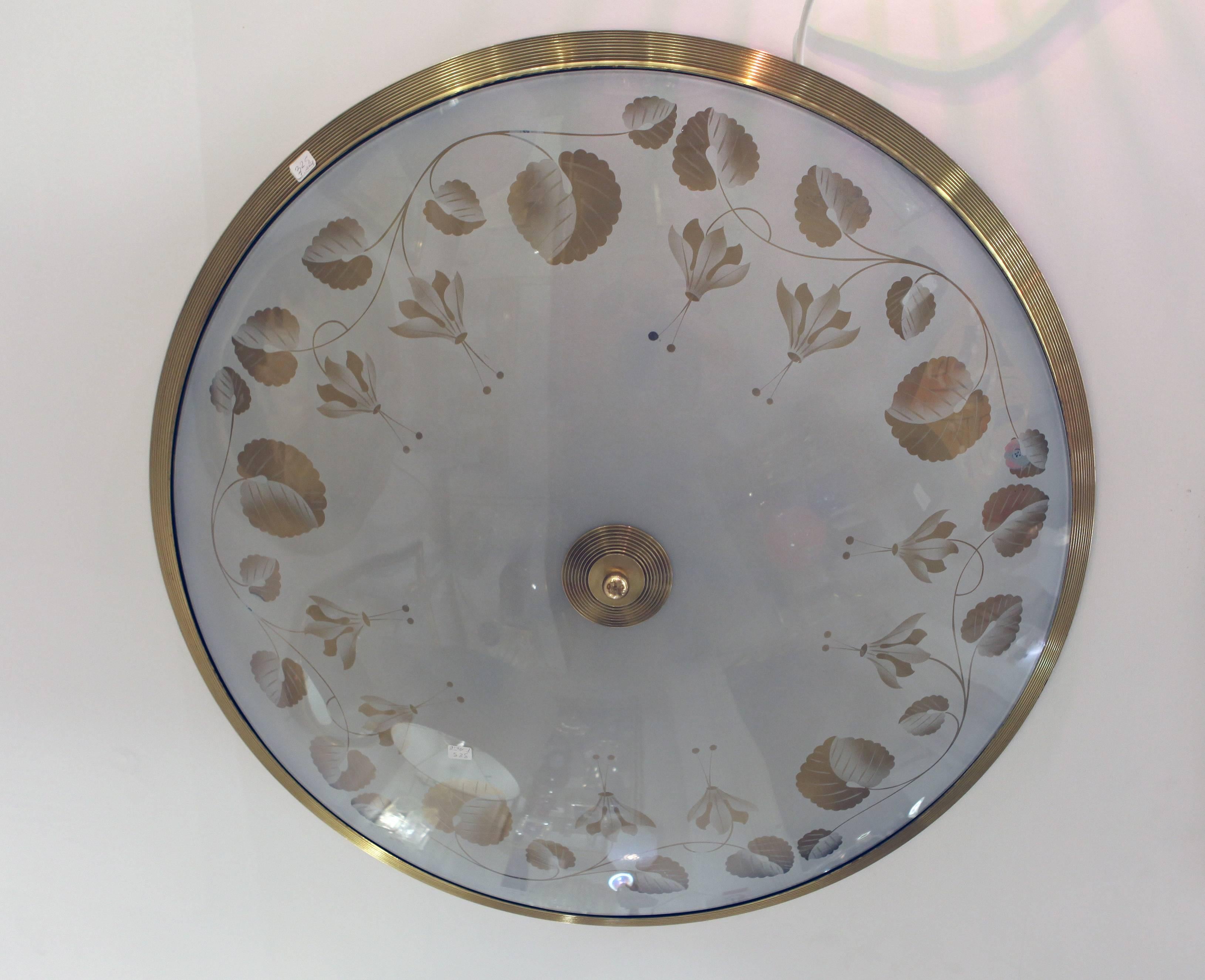 1930 Italian Flush Mount by Pietro Chiesa for Fontana Arte In Excellent Condition In London, GB