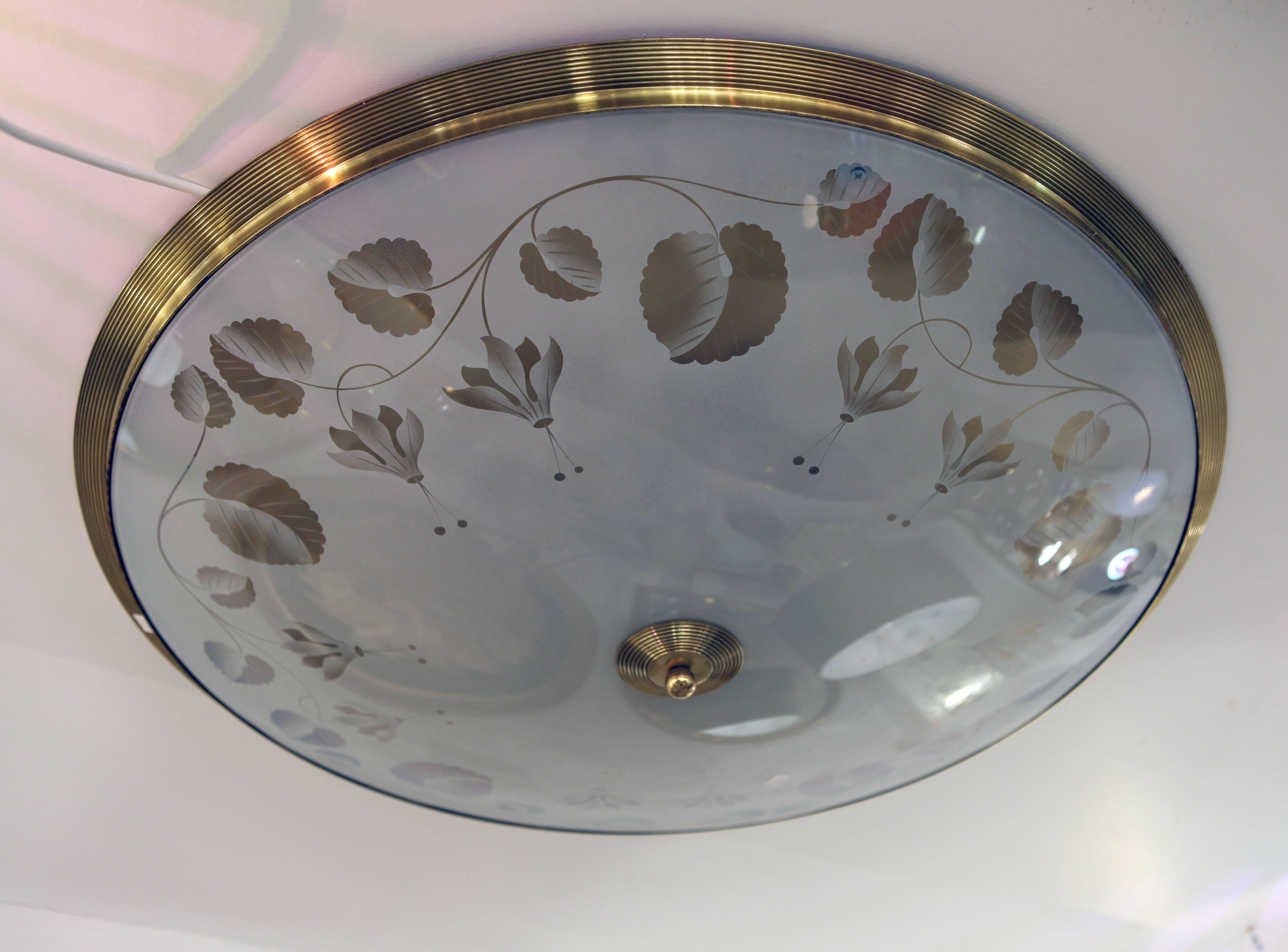 Brass 1930 Italian Flush Mount by Pietro Chiesa for Fontana Arte