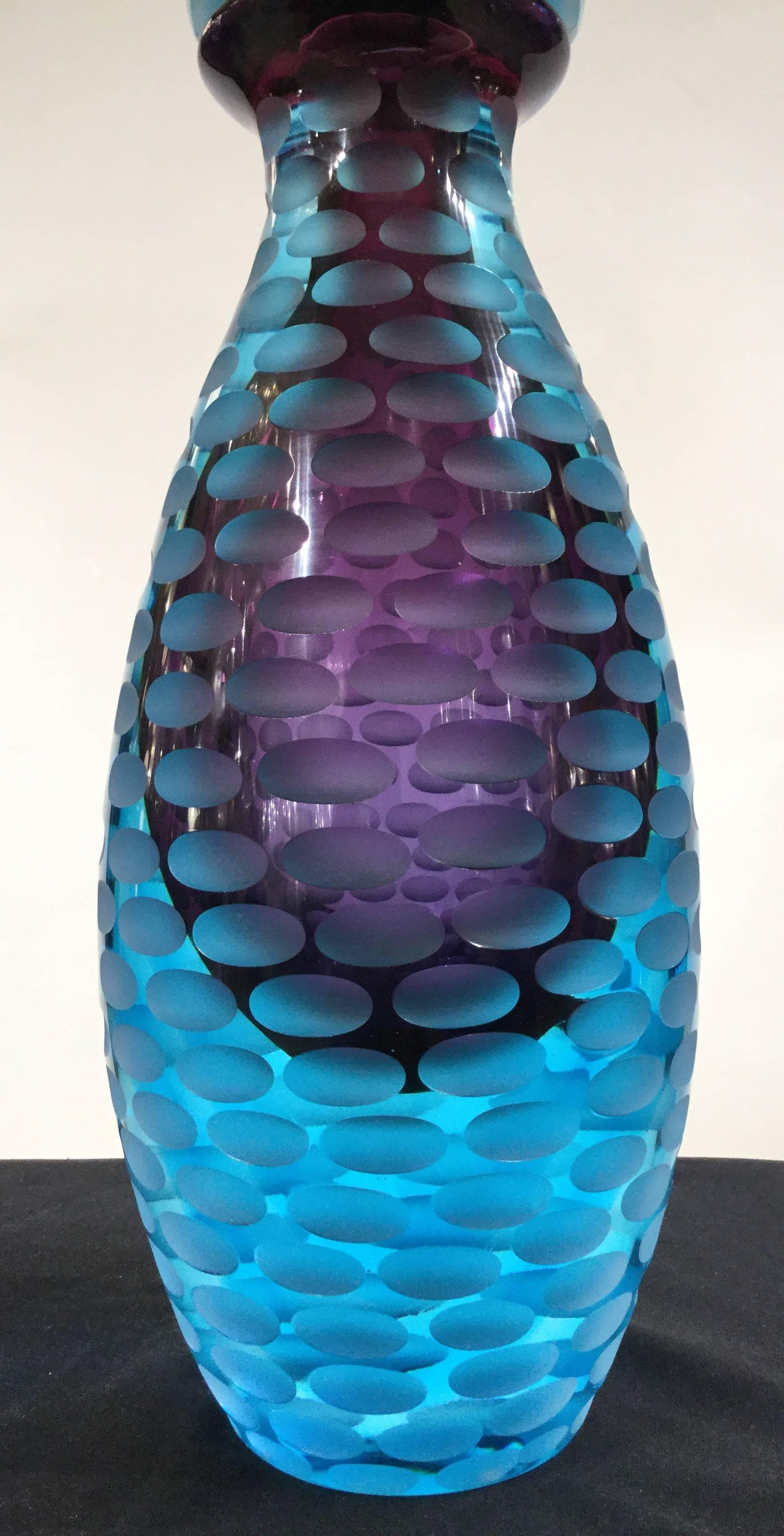 Modern Monumental Blue Murano Glass Bottle