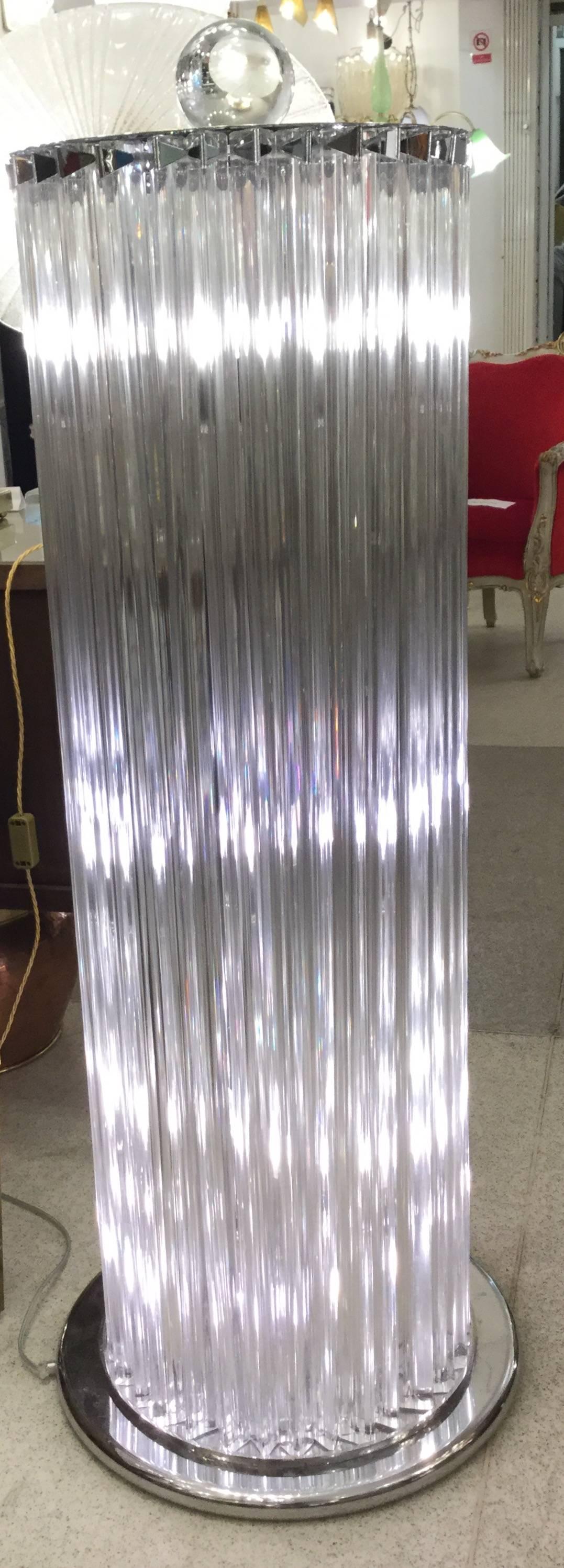 A crystal Murano glass floor lamp with chrome base.