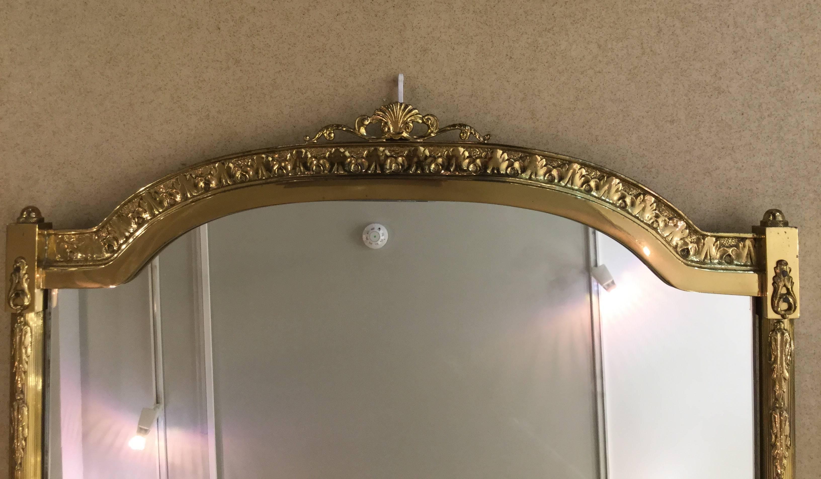 Italian Mirror with Brass Frame, Italy 1960s For Sale