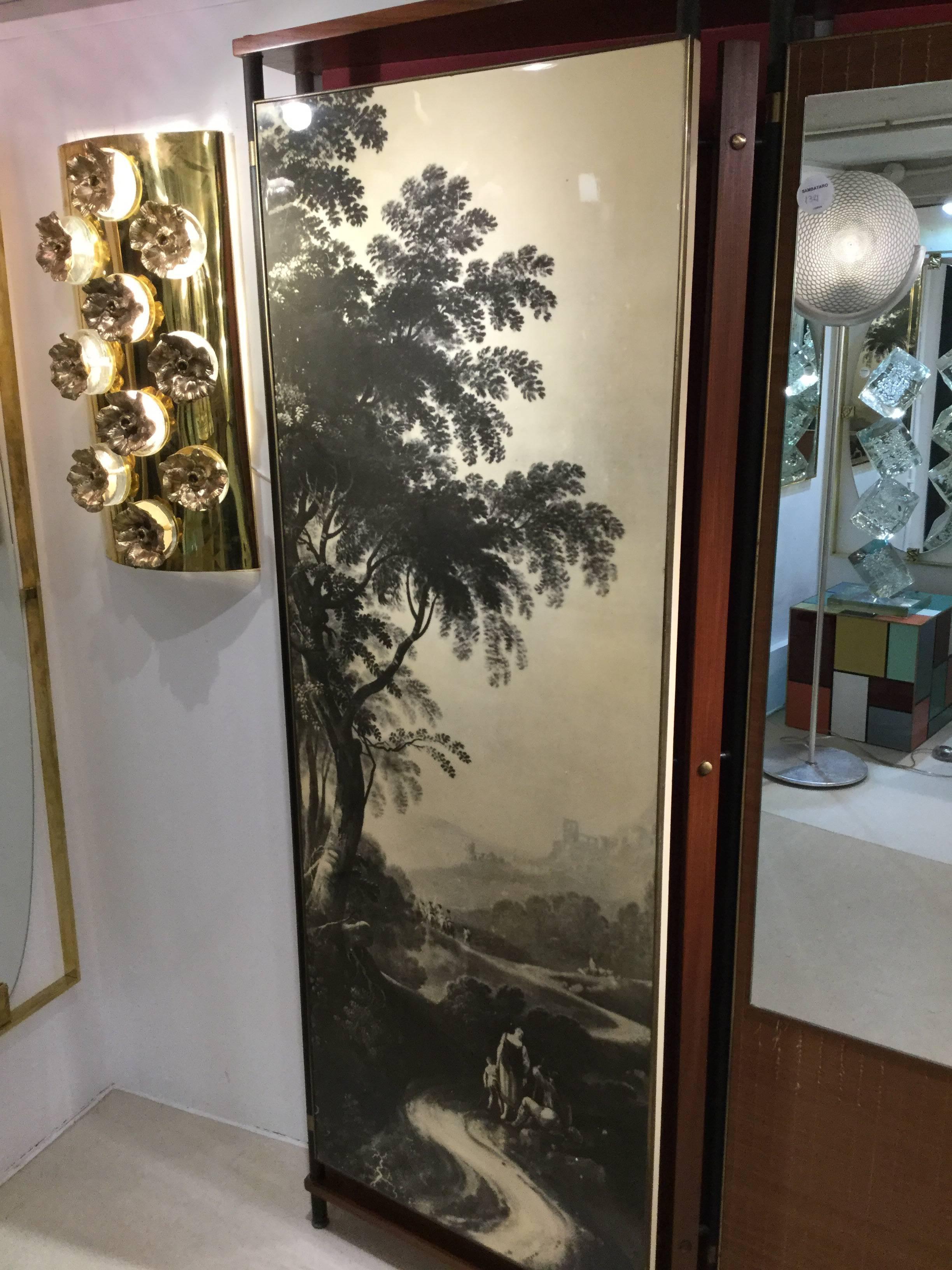 Unusual Italian Entrance Wardrobe with Large Mirror, 1950 In Excellent Condition In London, GB